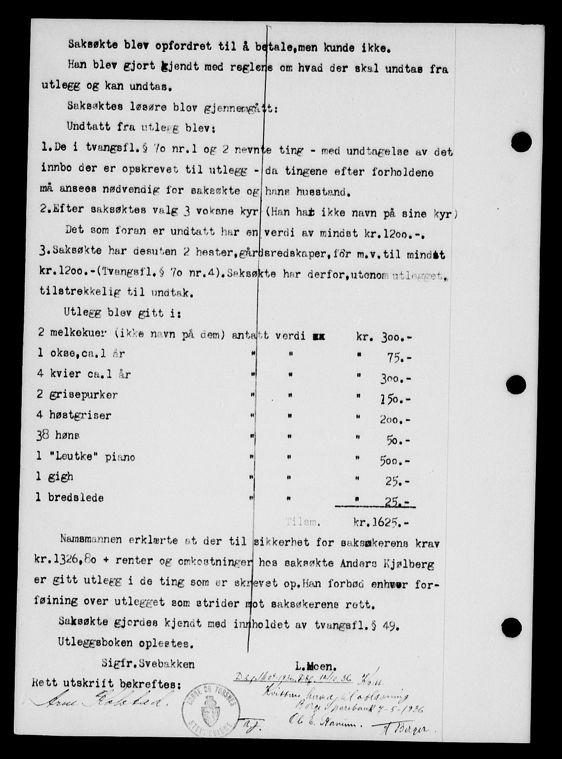 Tune sorenskriveri, SAO/A-10470/G/Gb/Gbb/L0004: Mortgage book no. II 20-24, 1933-1935, Deed date: 21.04.1933