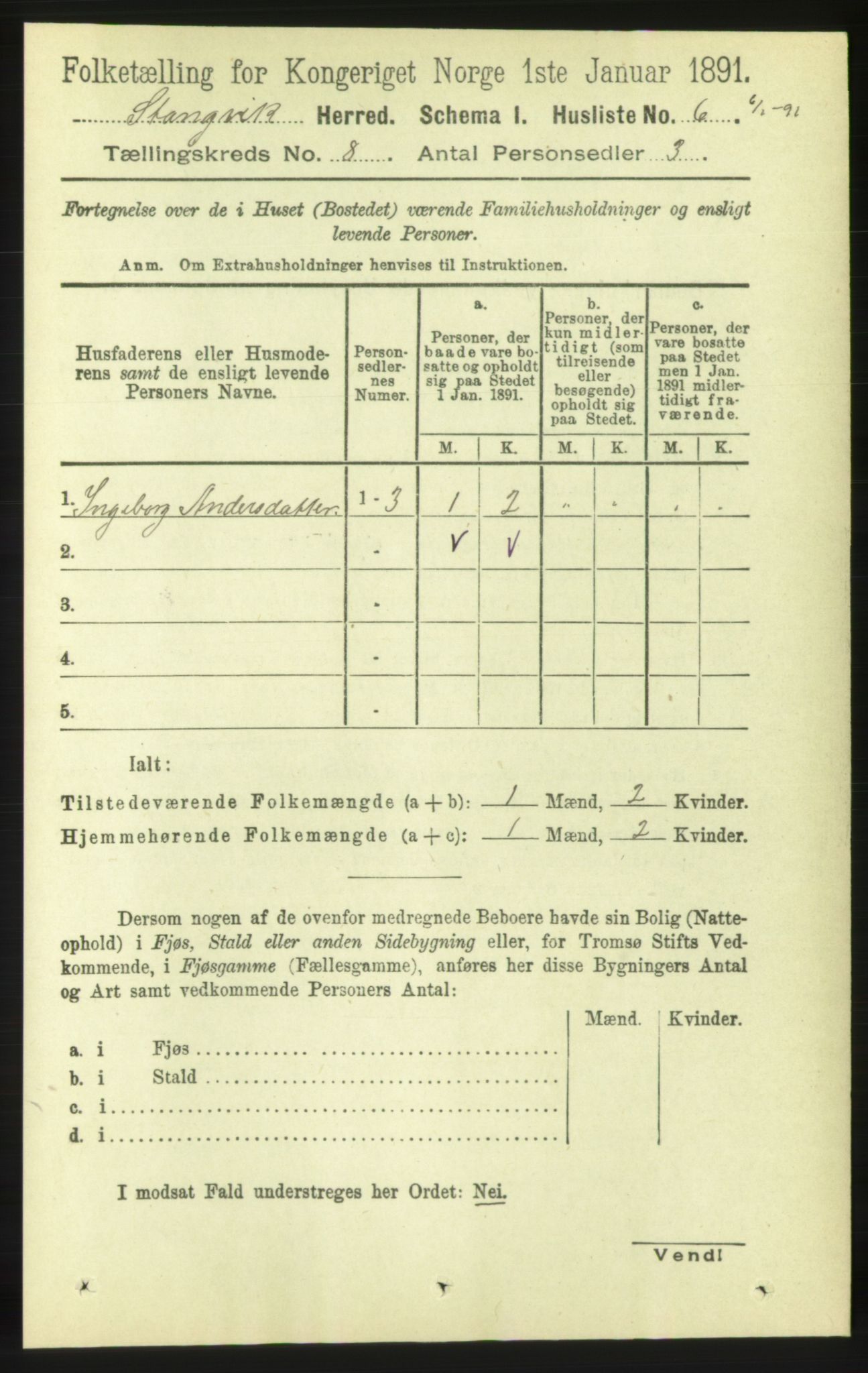 RA, 1891 census for 1564 Stangvik, 1891, p. 3278