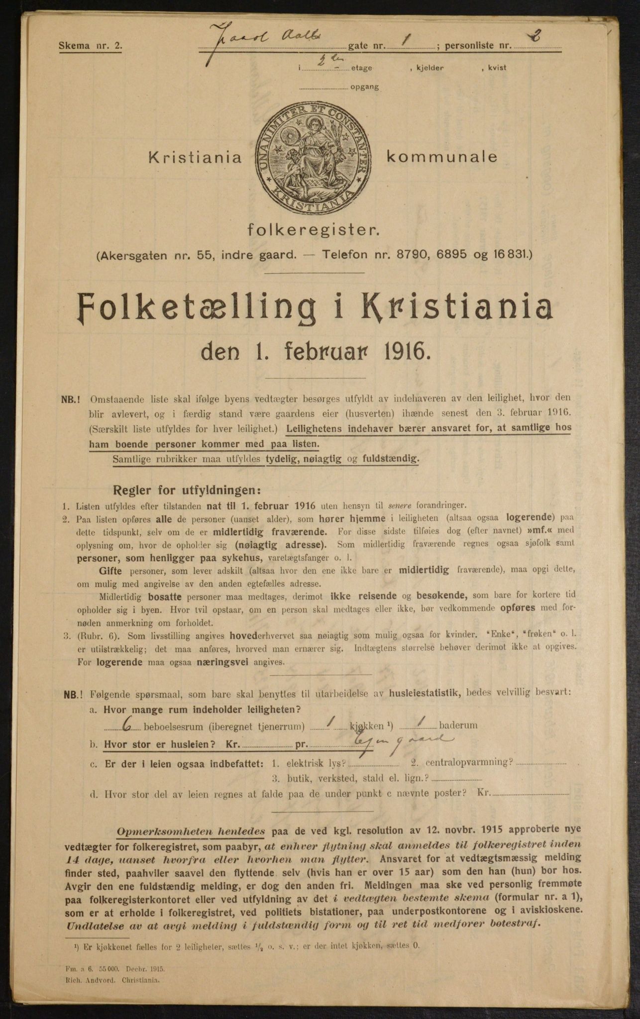 OBA, Municipal Census 1916 for Kristiania, 1916, p. 45666