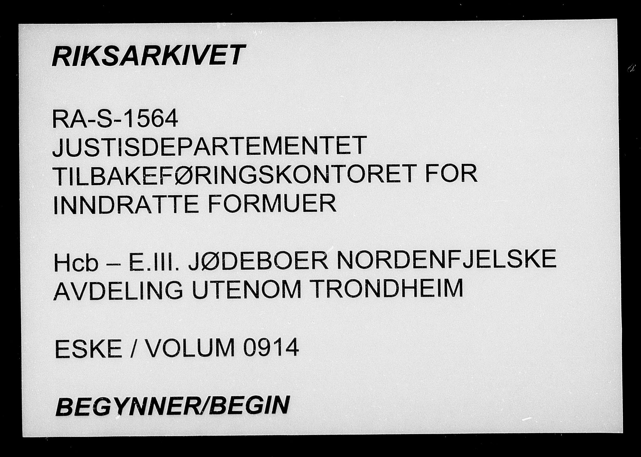 Justisdepartementet, Tilbakeføringskontoret for inndratte formuer, AV/RA-S-1564/H/Hc/Hcb/L0914: --, 1945-1947, p. 1