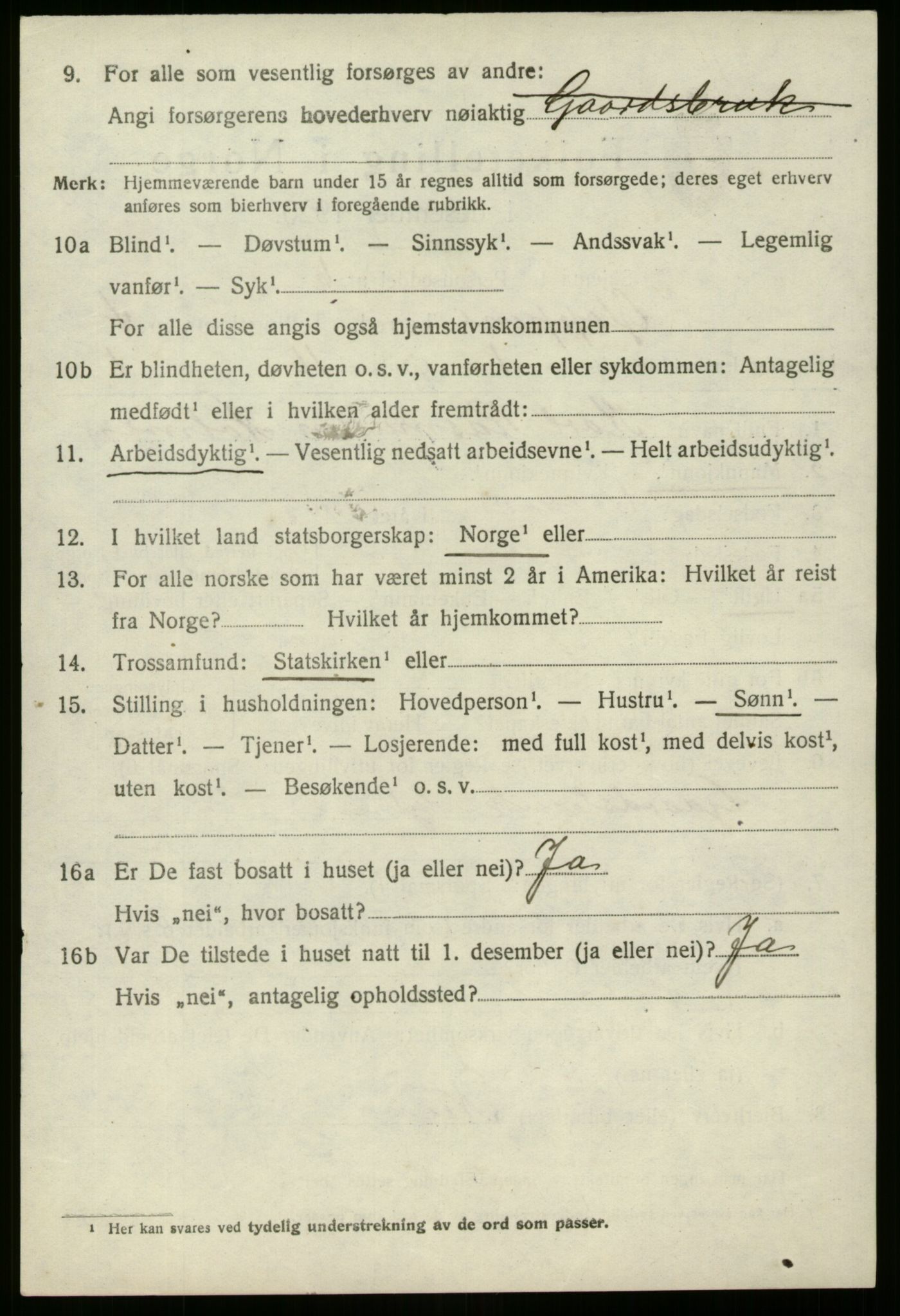 SAB, 1920 census for Gloppen, 1920, p. 2775