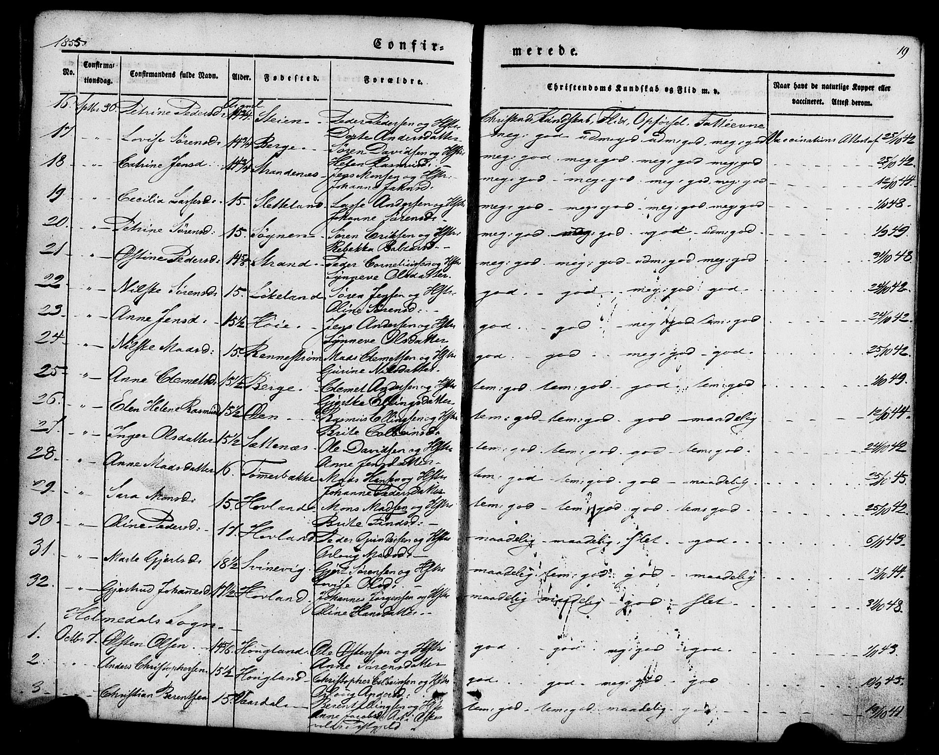 Fjaler sokneprestembete, AV/SAB-A-79801/H/Haa/Haaa/L0008: Parish register (official) no. A 8, 1850-1886, p. 19