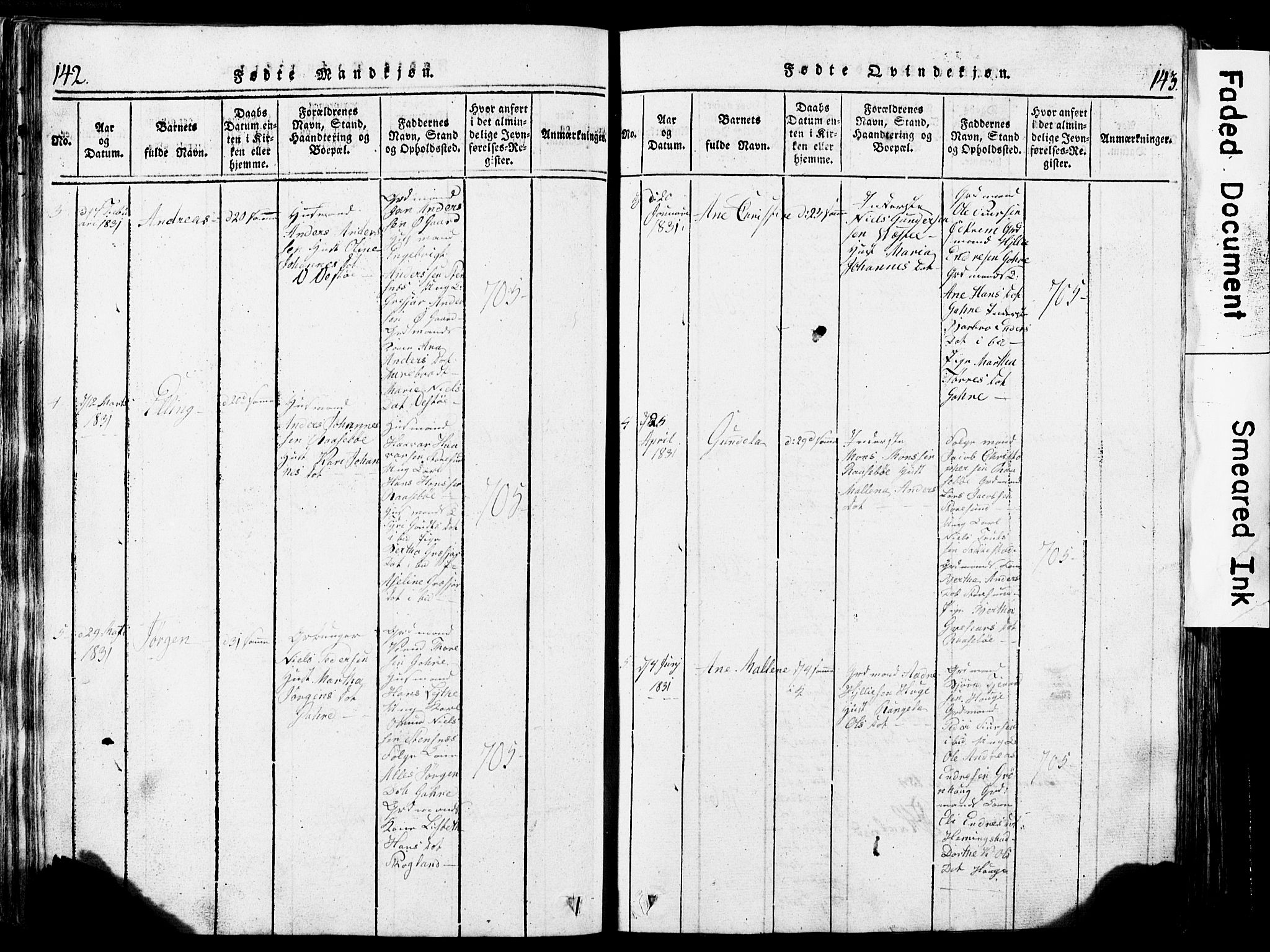 Torvastad sokneprestkontor, AV/SAST-A -101857/H/Ha/Hab/L0002: Parish register (copy) no. B 2, 1817-1834, p. 142-143