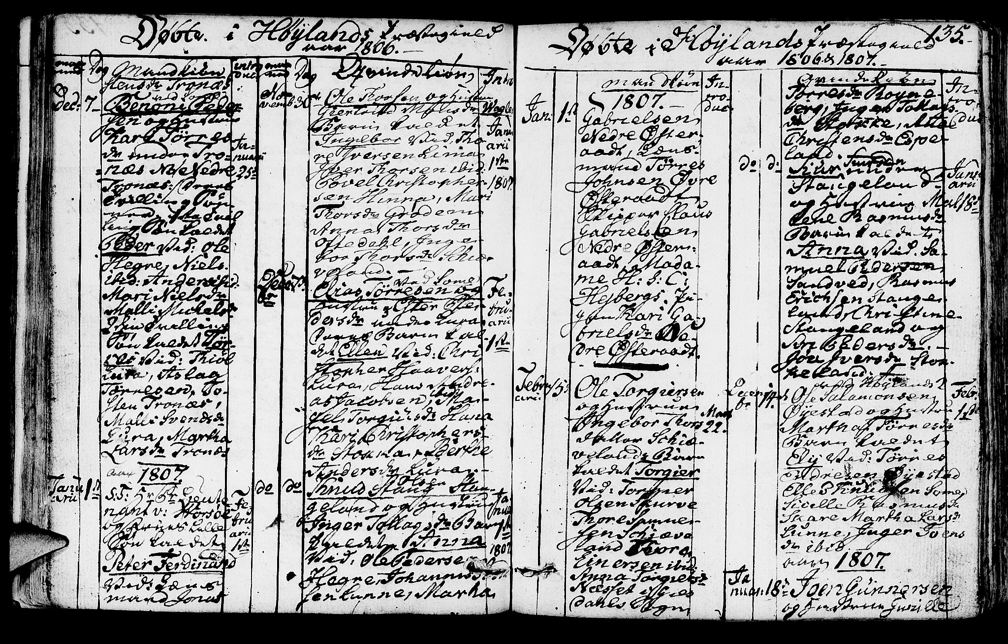 Høyland sokneprestkontor, SAST/A-101799/001/30BA/L0005: Parish register (official) no. A 5, 1804-1815, p. 135