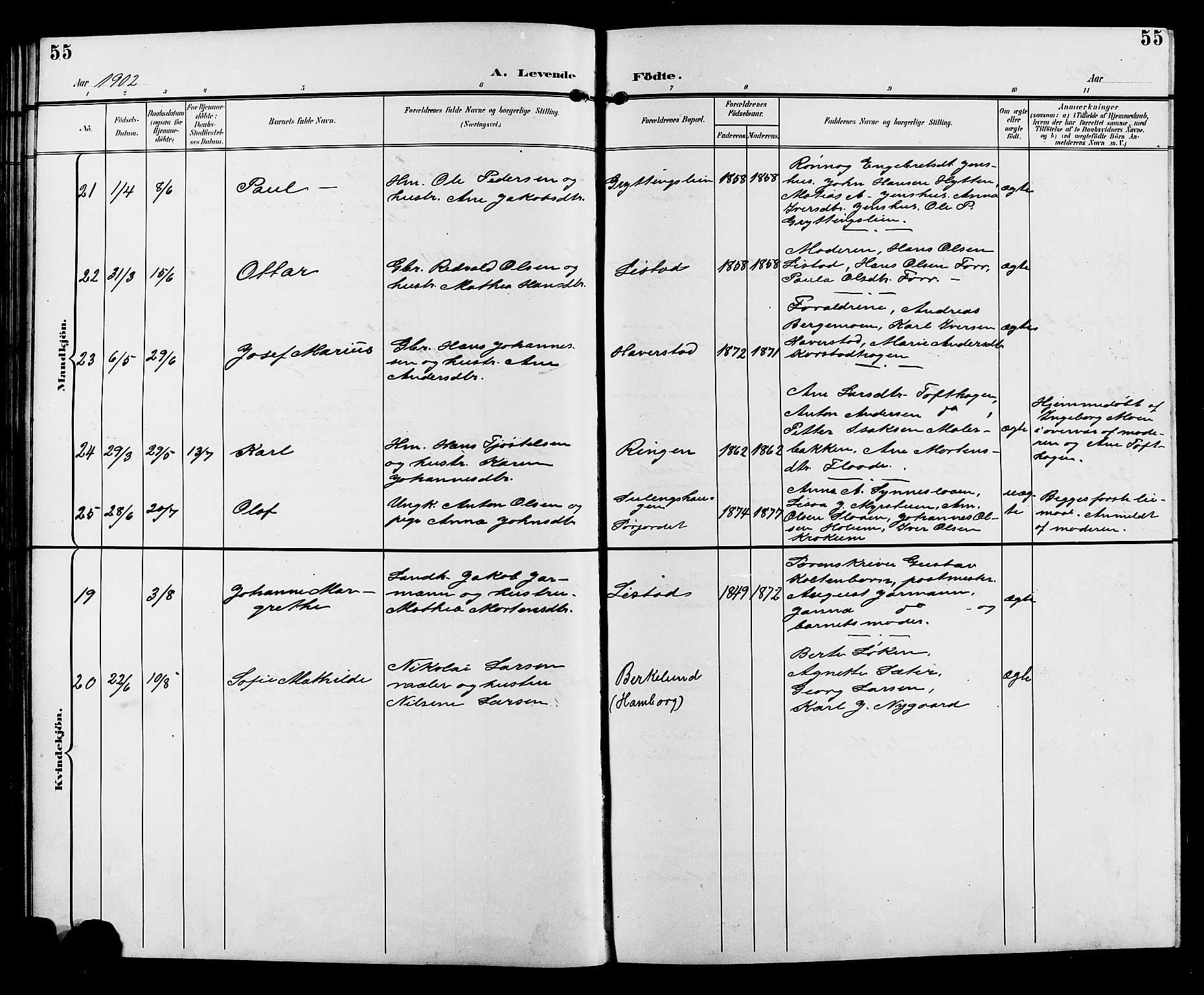 Sør-Fron prestekontor, AV/SAH-PREST-010/H/Ha/Hab/L0004: Parish register (copy) no. 4, 1896-1911, p. 55