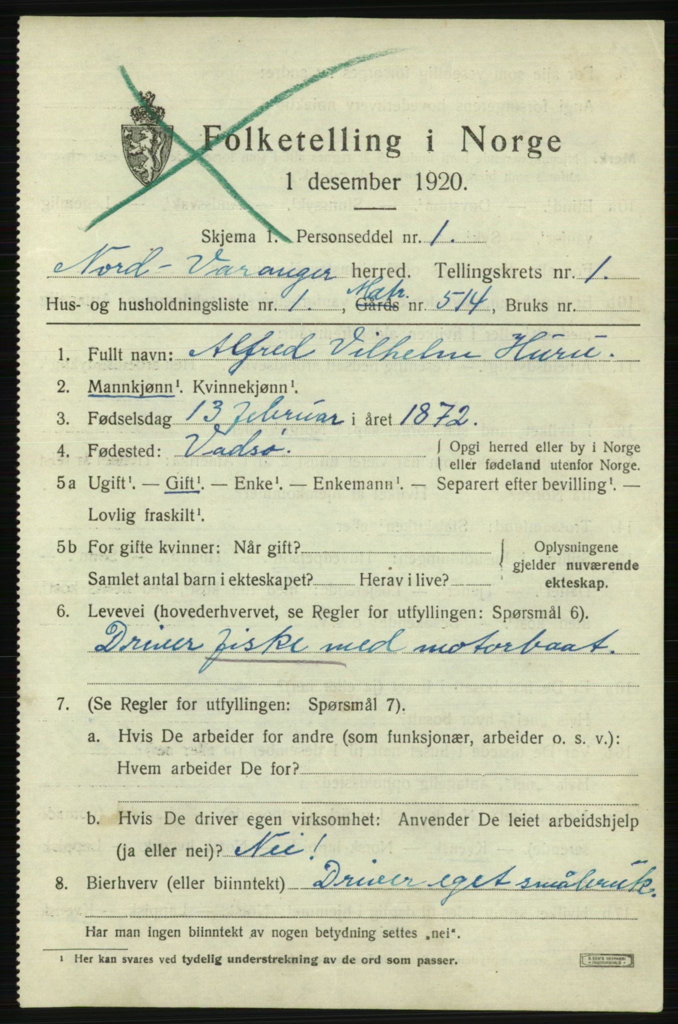 SATØ, 1920 census for Nord-Varanger, 1920, p. 585