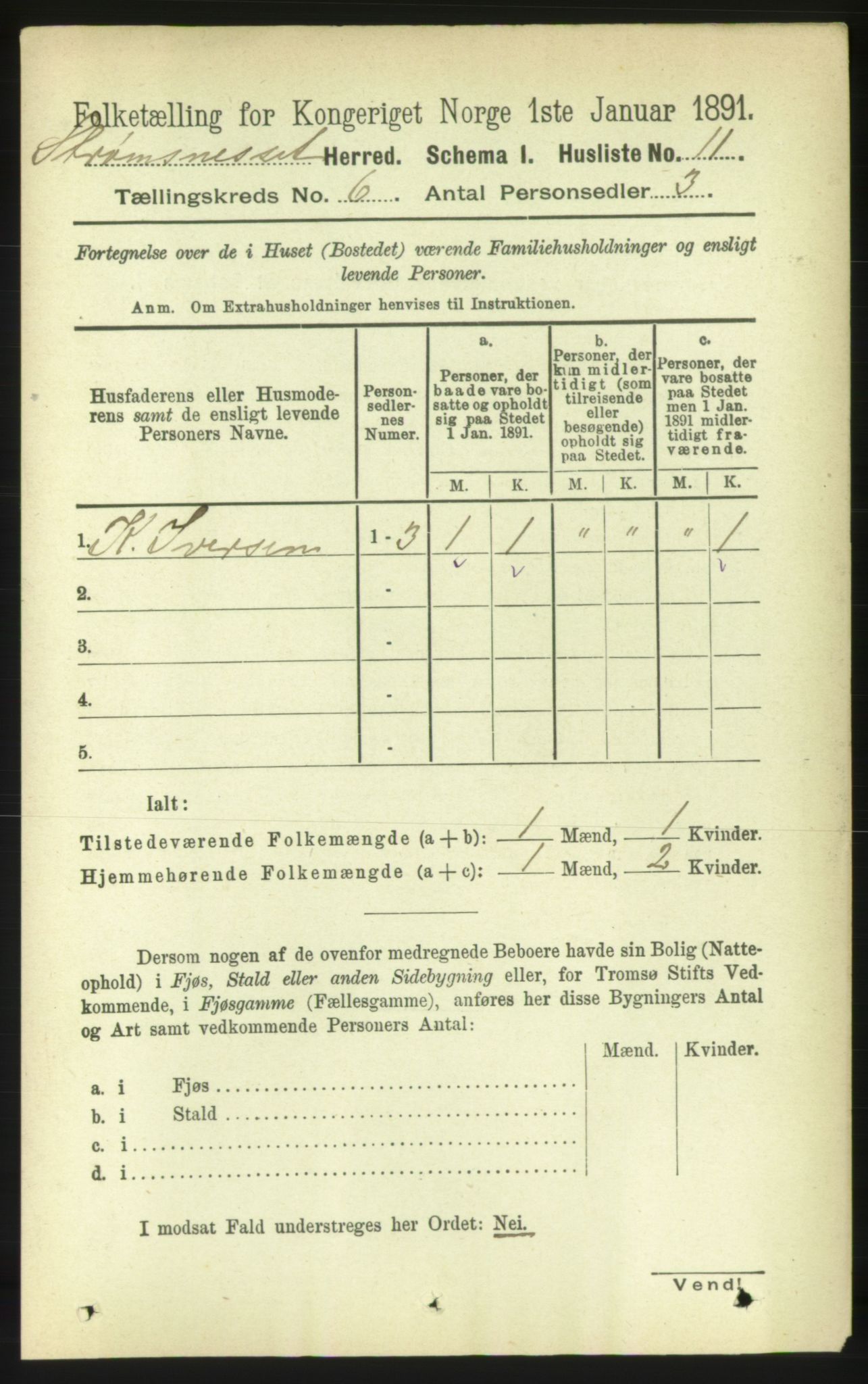 RA, 1891 census for 1559 Straumsnes, 1891, p. 1165