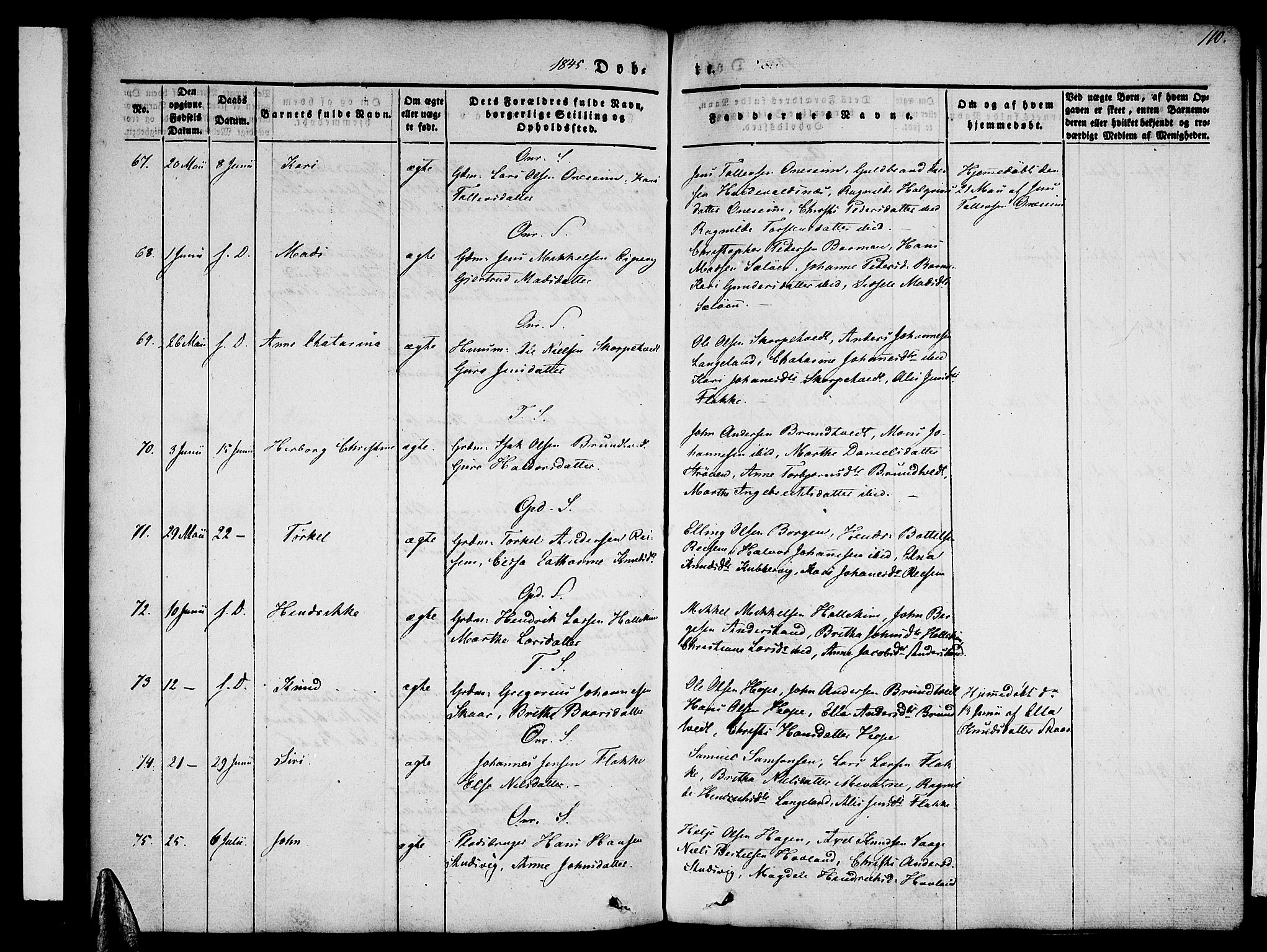 Tysnes sokneprestembete, AV/SAB-A-78601/H/Haa: Parish register (official) no. A 9, 1837-1848, p. 110