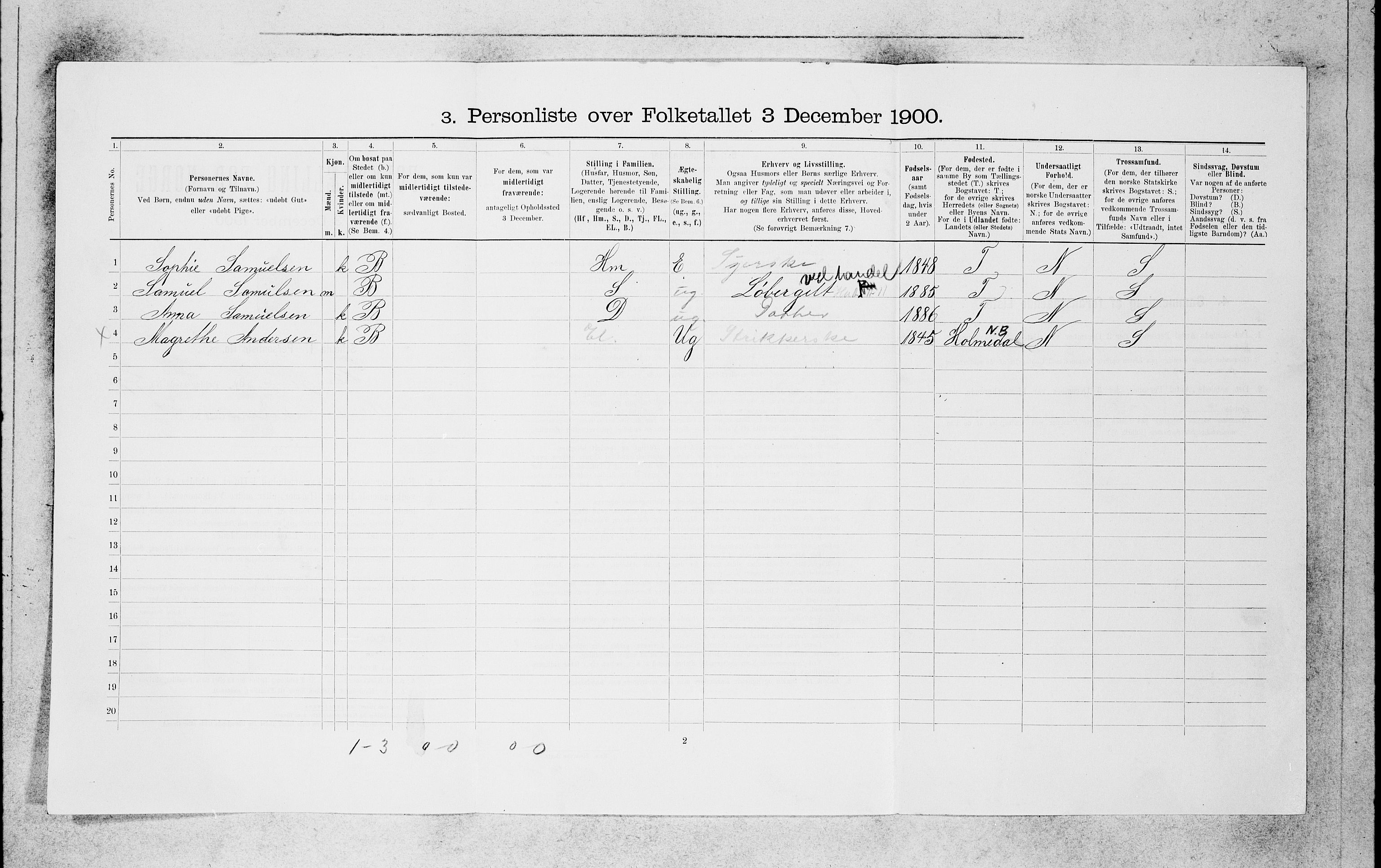 SAB, 1900 census for Bergen, 1900, p. 6169