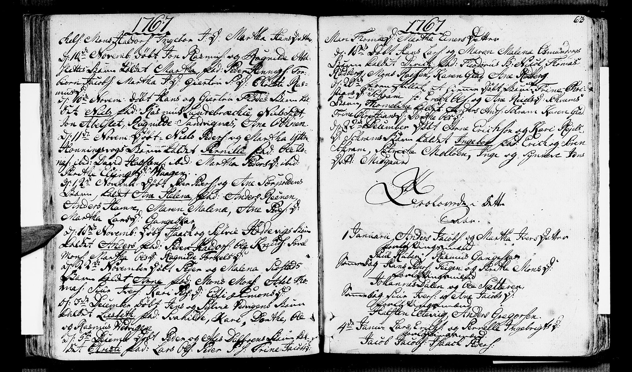 Selje sokneprestembete, SAB/A-99938/H/Ha/Haa/Haaa: Parish register (official) no. A 5, 1760-1782, p. 63