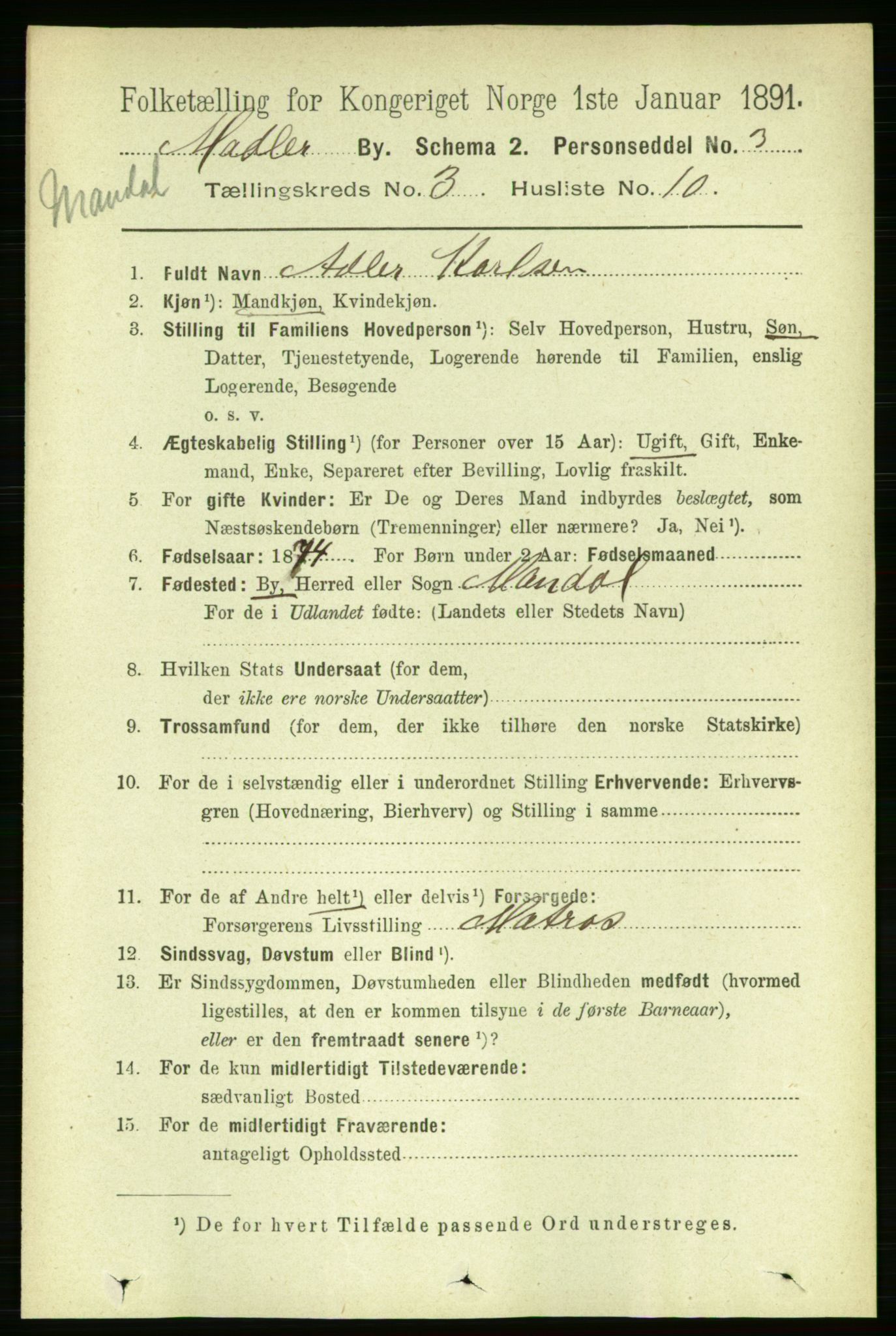 RA, 1891 census for 1002 Mandal, 1891, p. 1674