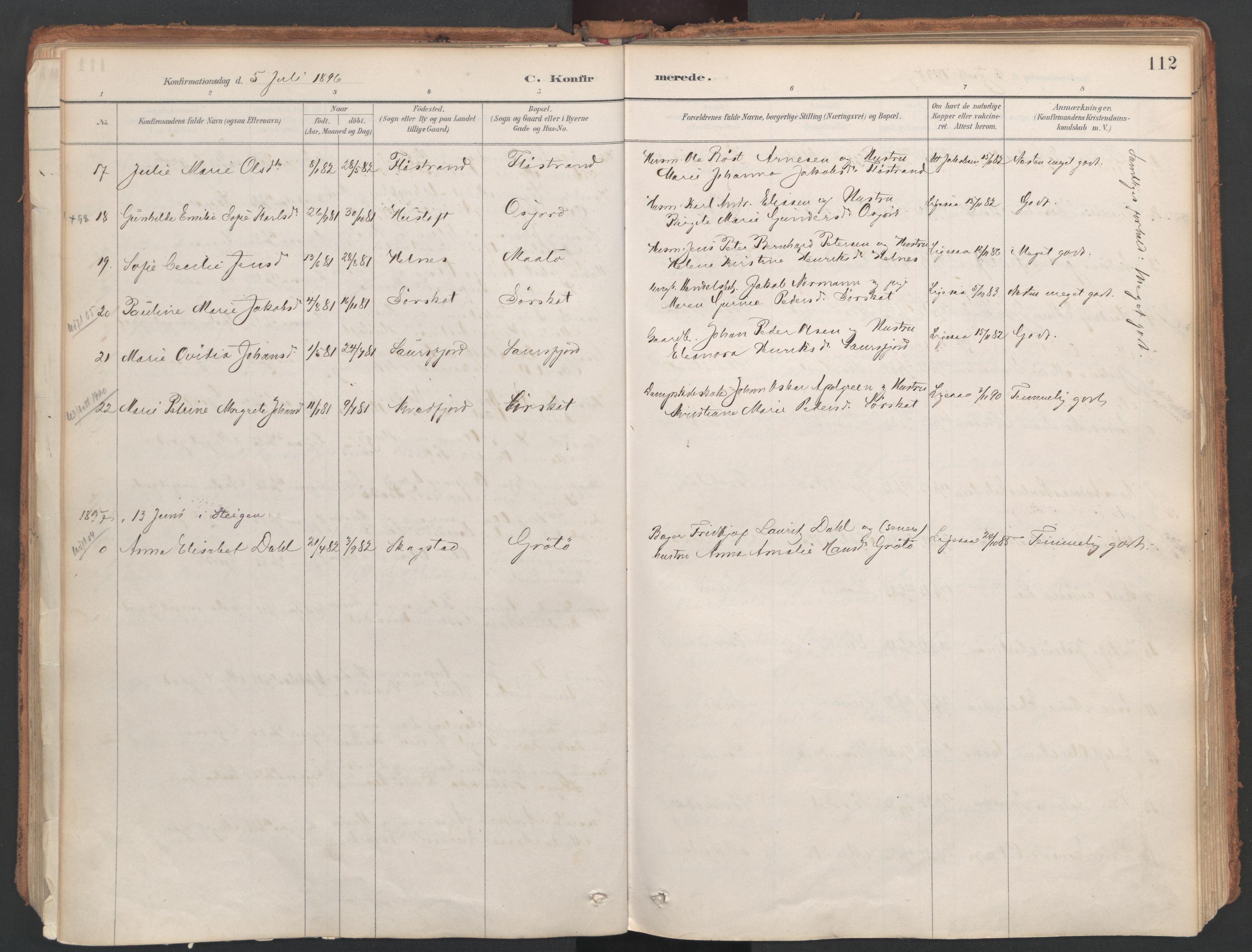 Ministerialprotokoller, klokkerbøker og fødselsregistre - Nordland, AV/SAT-A-1459/857/L0822: Parish register (official) no. 857A02, 1890-1917, p. 112