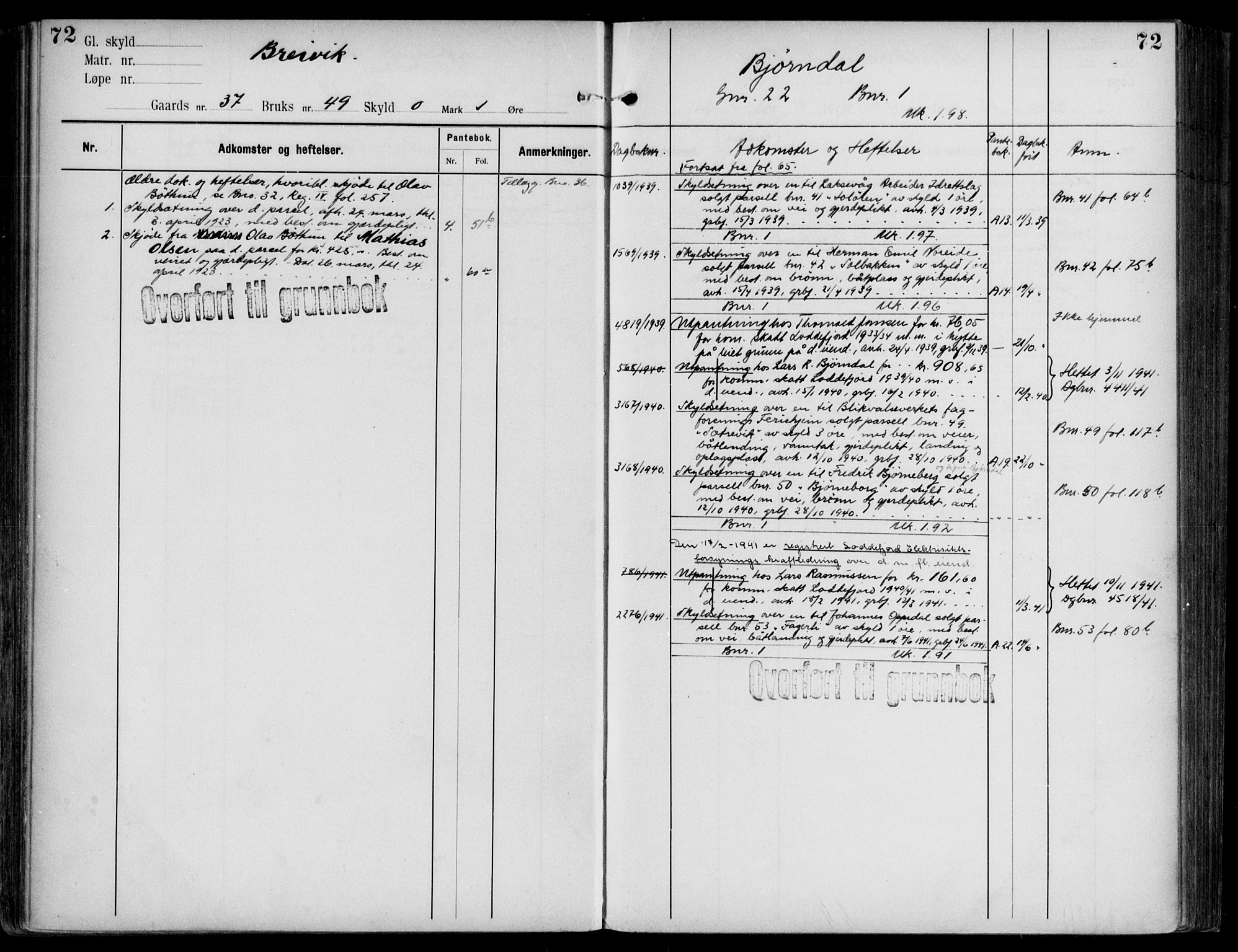 Midhordland sorenskriveri, AV/SAB-A-3001/1/G/Ga/Gab/L0108: Mortgage register no. II.A.b.108, p. 72