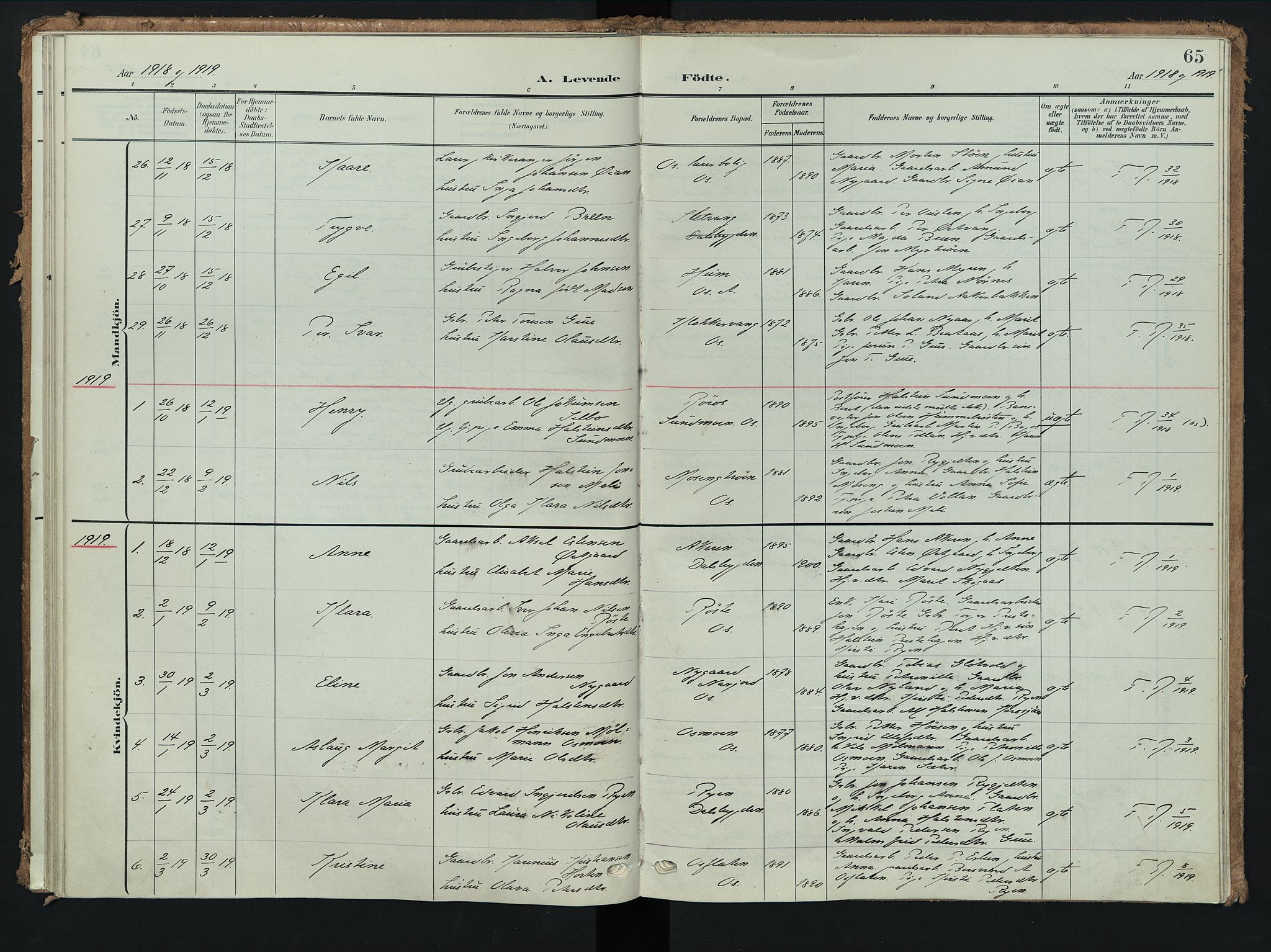 Tolga prestekontor, AV/SAH-PREST-062/K/L0009: Parish register (official) no. 9, 1903-1928, p. 65