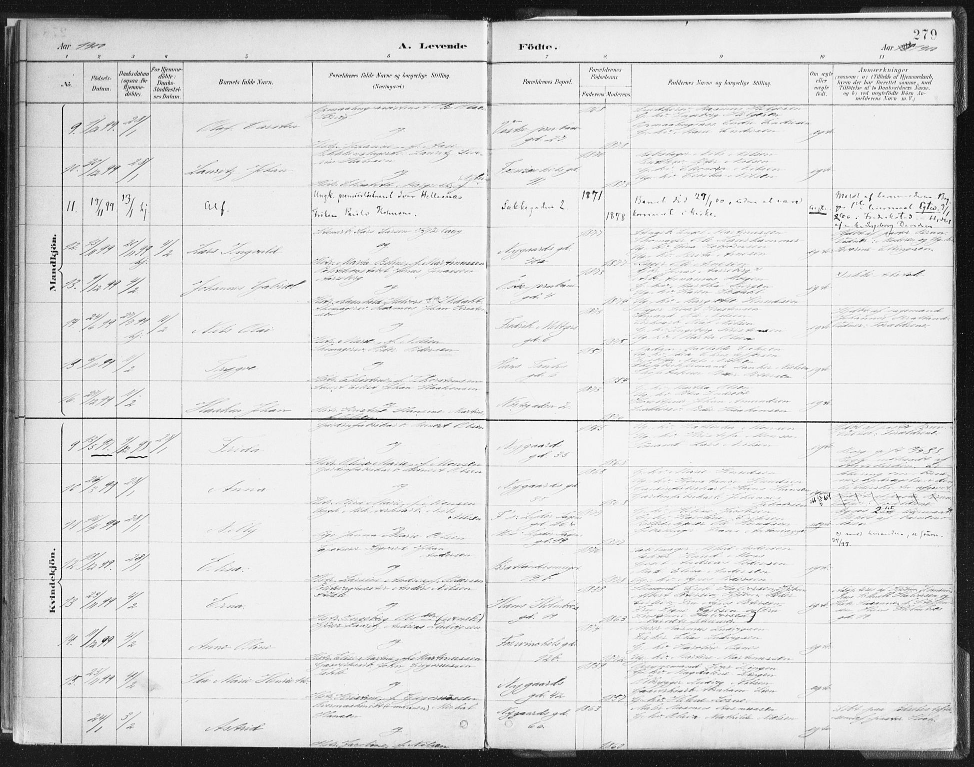 Johanneskirken sokneprestembete, AV/SAB-A-76001/H/Haa/L0001: Parish register (official) no. A 1, 1885-1900, p. 279