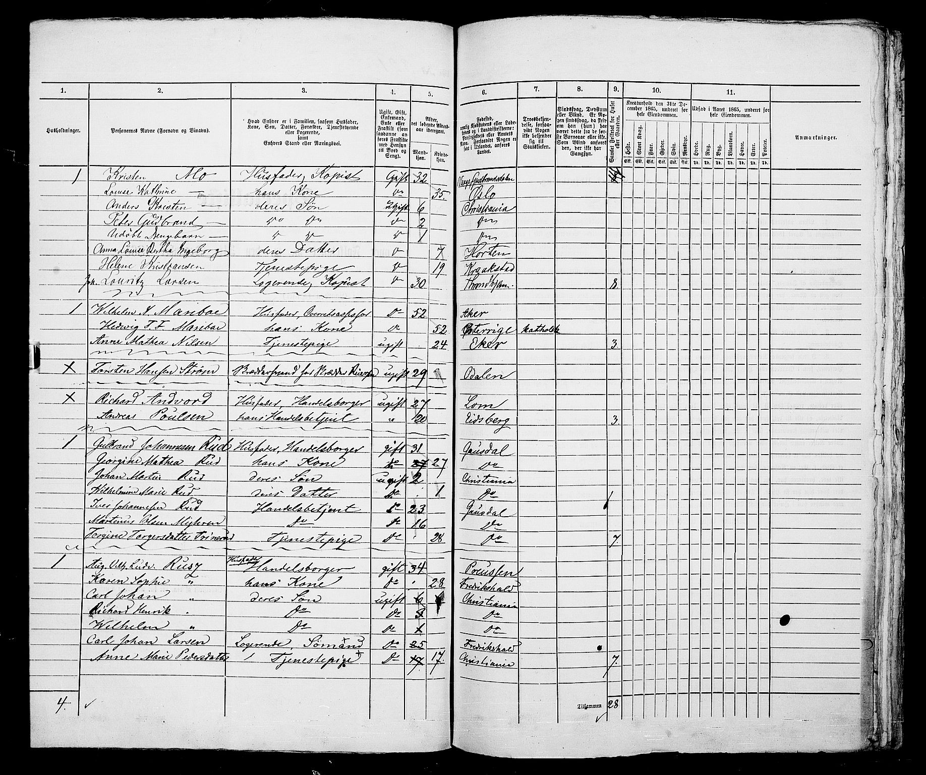 RA, 1865 census for Kristiania, 1865, p. 895