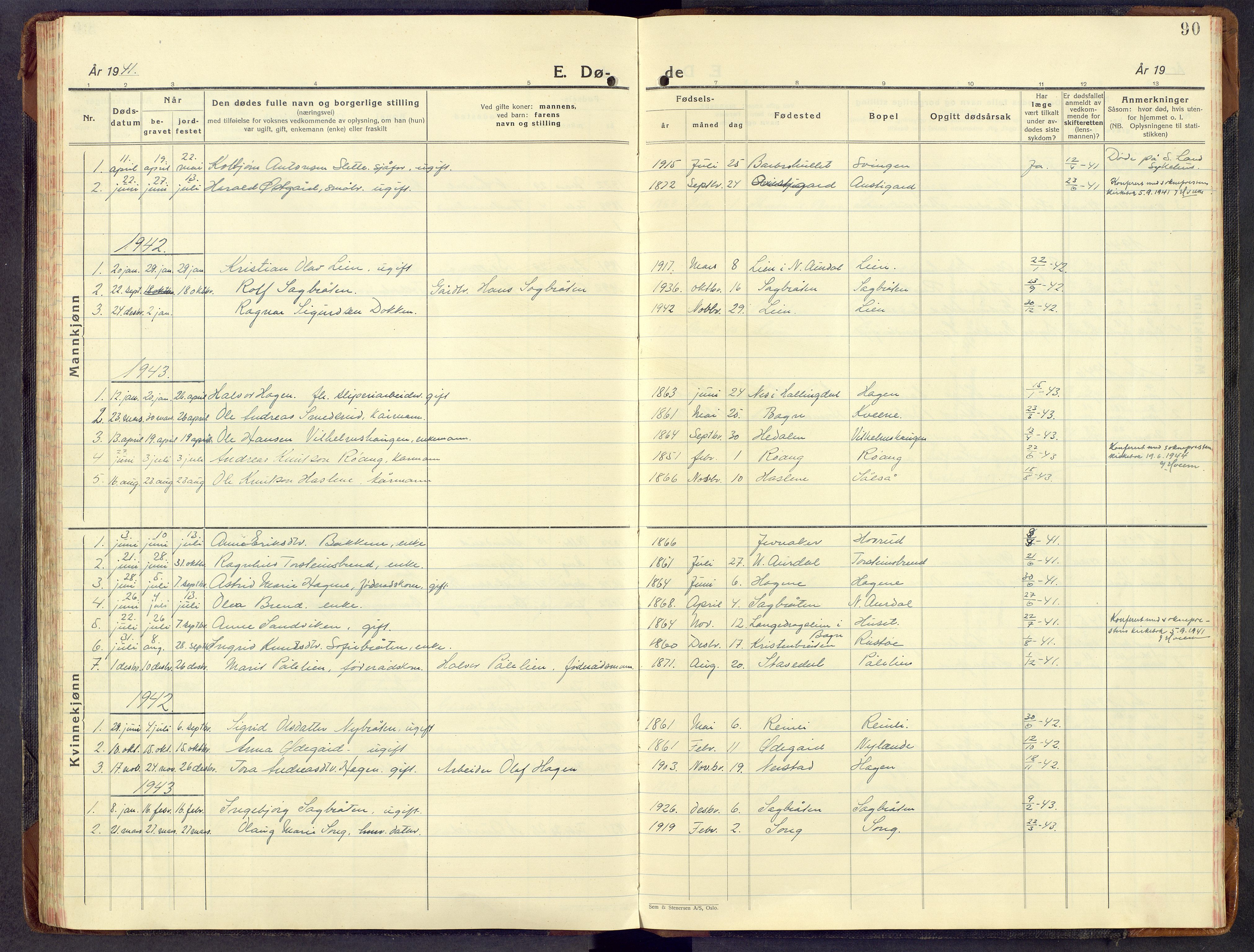 Sør-Aurdal prestekontor, AV/SAH-PREST-128/H/Ha/Hab/L0013: Parish register (copy) no. 13, 1930-1972, p. 90