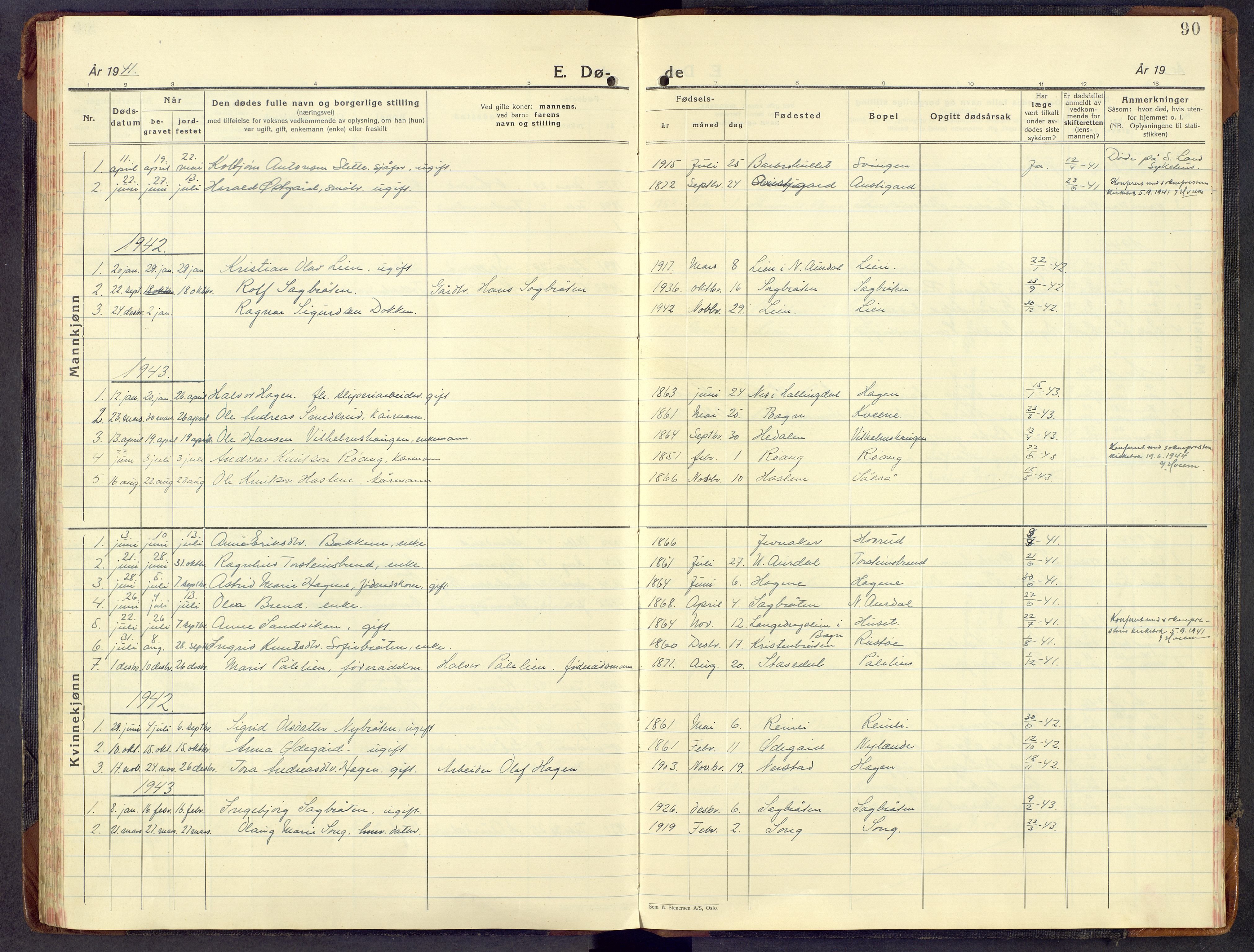 Sør-Aurdal prestekontor, SAH/PREST-128/H/Ha/Hab/L0013: Parish register (copy) no. 13, 1930-1972, p. 90