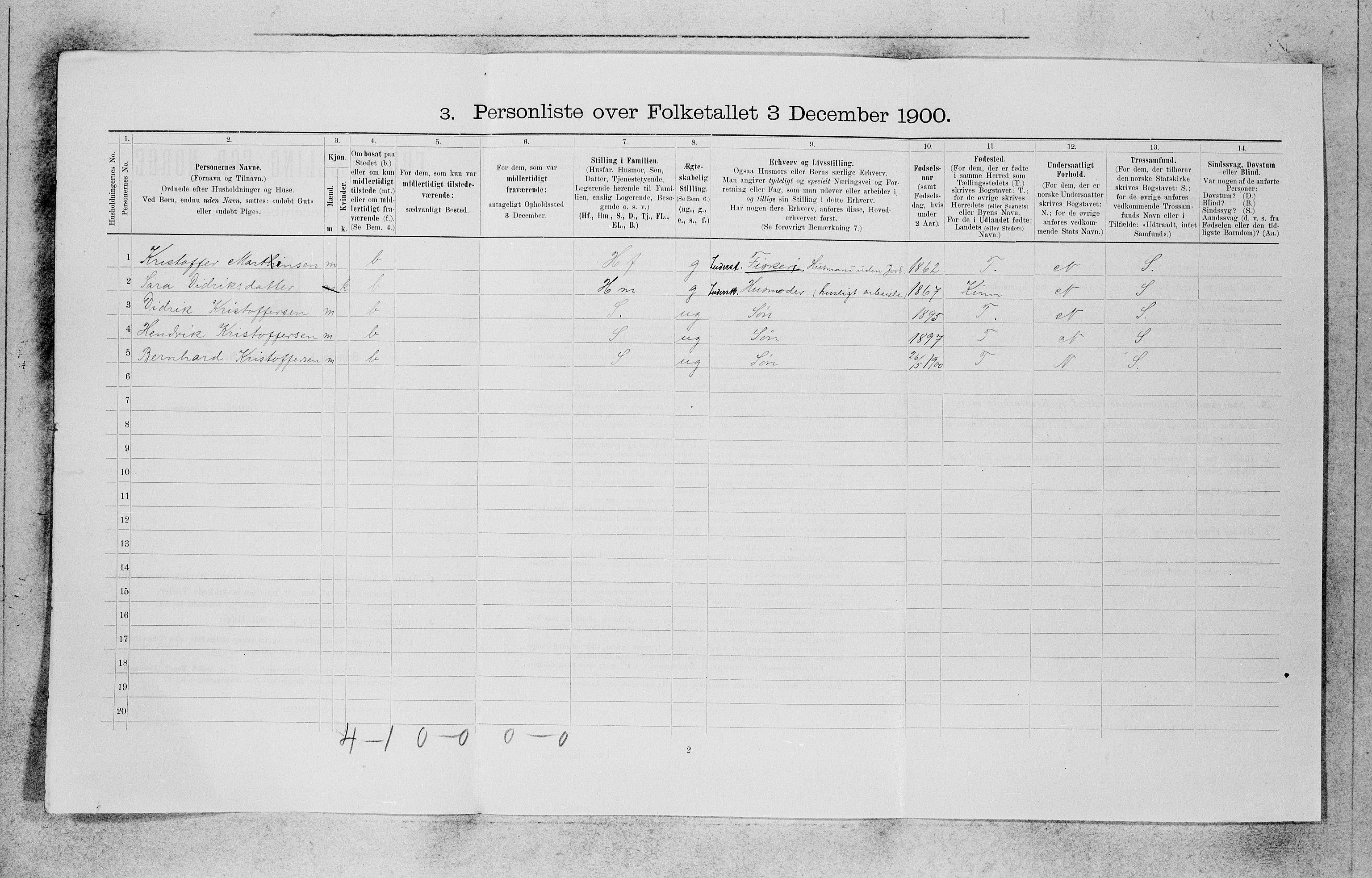 SAB, 1900 census for Bremanger, 1900, p. 118