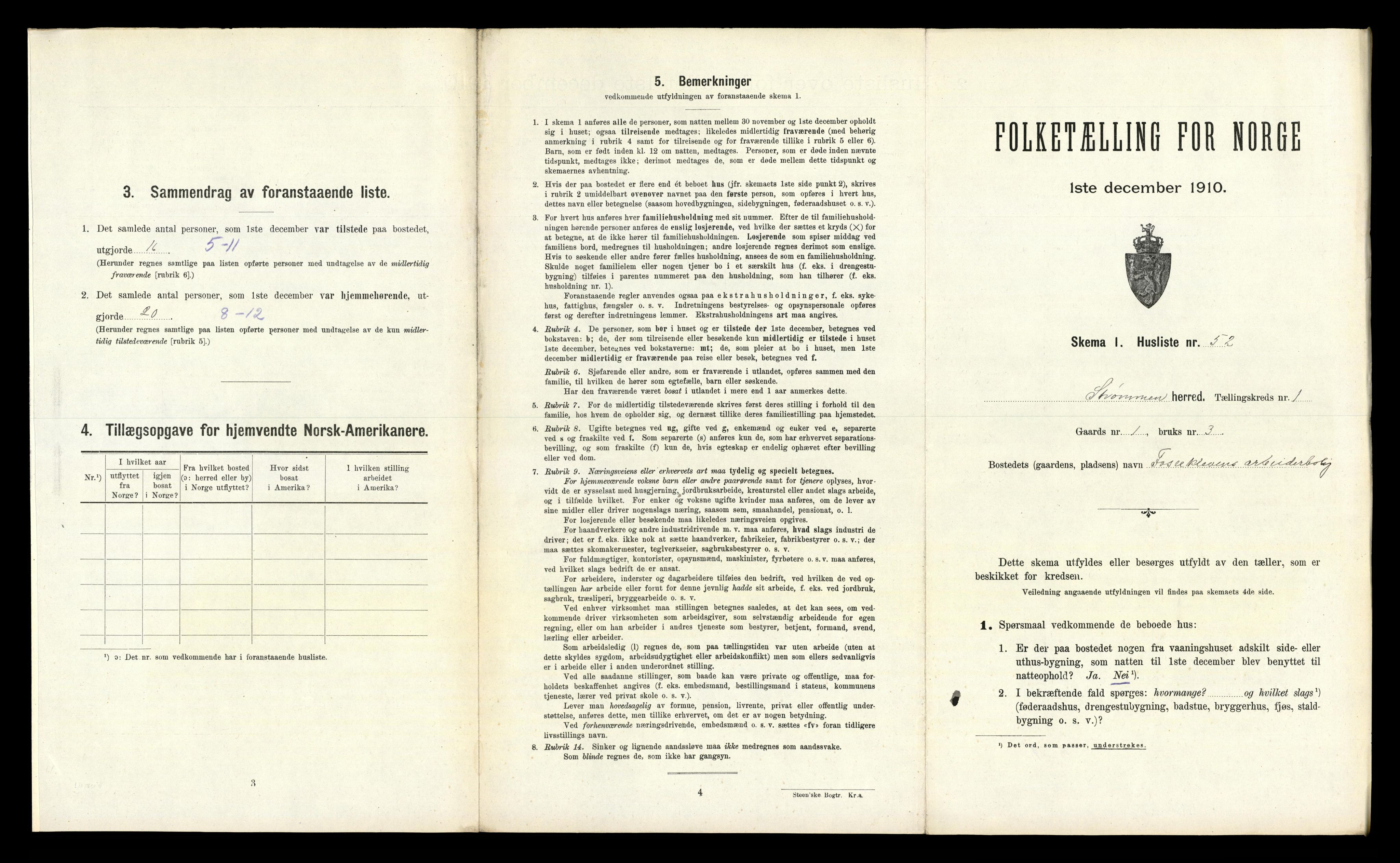 RA, 1910 census for Strømm, 1910, p. 122