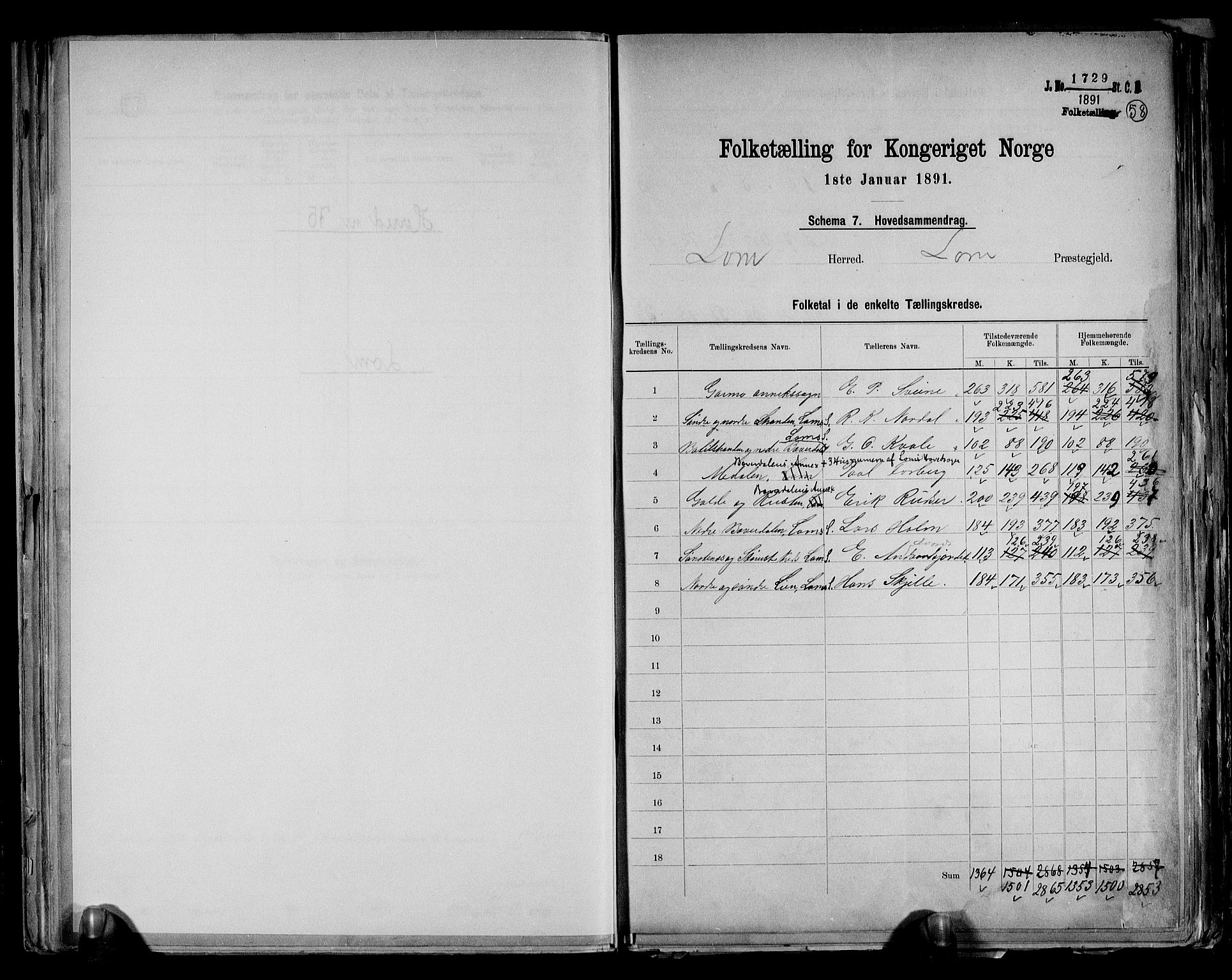 RA, 1891 census for 0514 Lom, 1891, p. 2