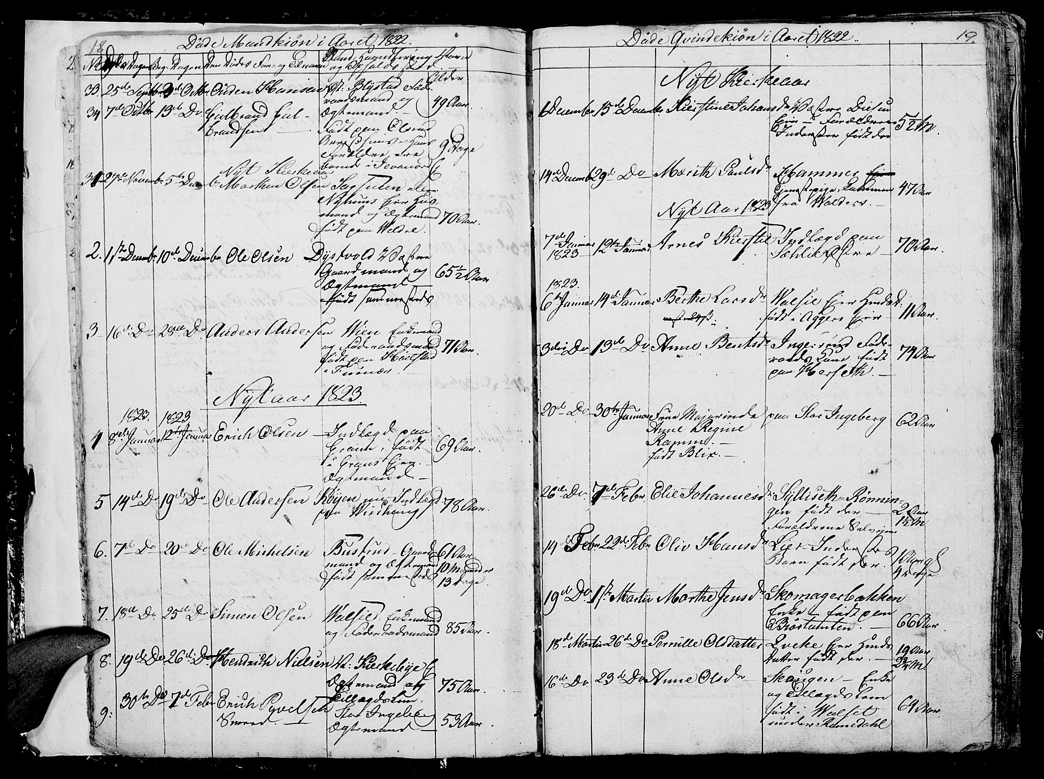 Vang prestekontor, Hedmark, AV/SAH-PREST-008/H/Ha/Hab/L0006: Parish register (copy) no. 6, 1819-1832, p. 18-19