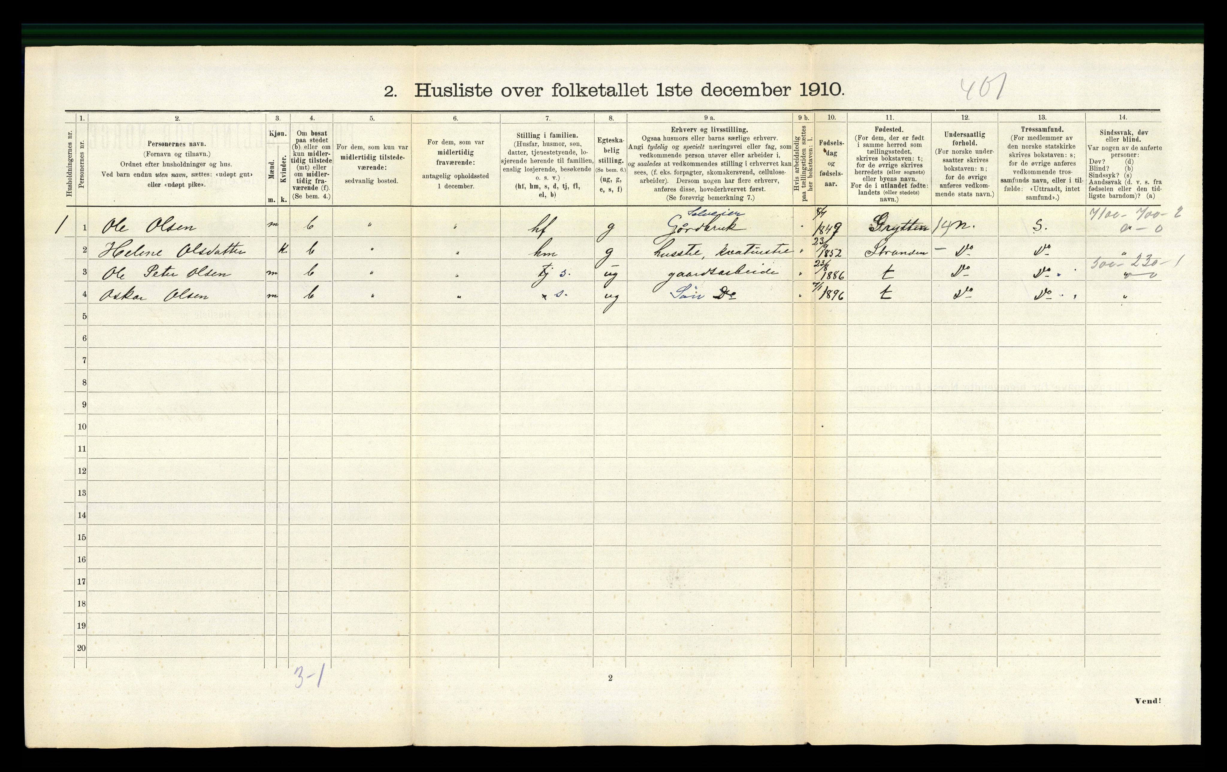 RA, 1910 census for Stordal, 1910, p. 171
