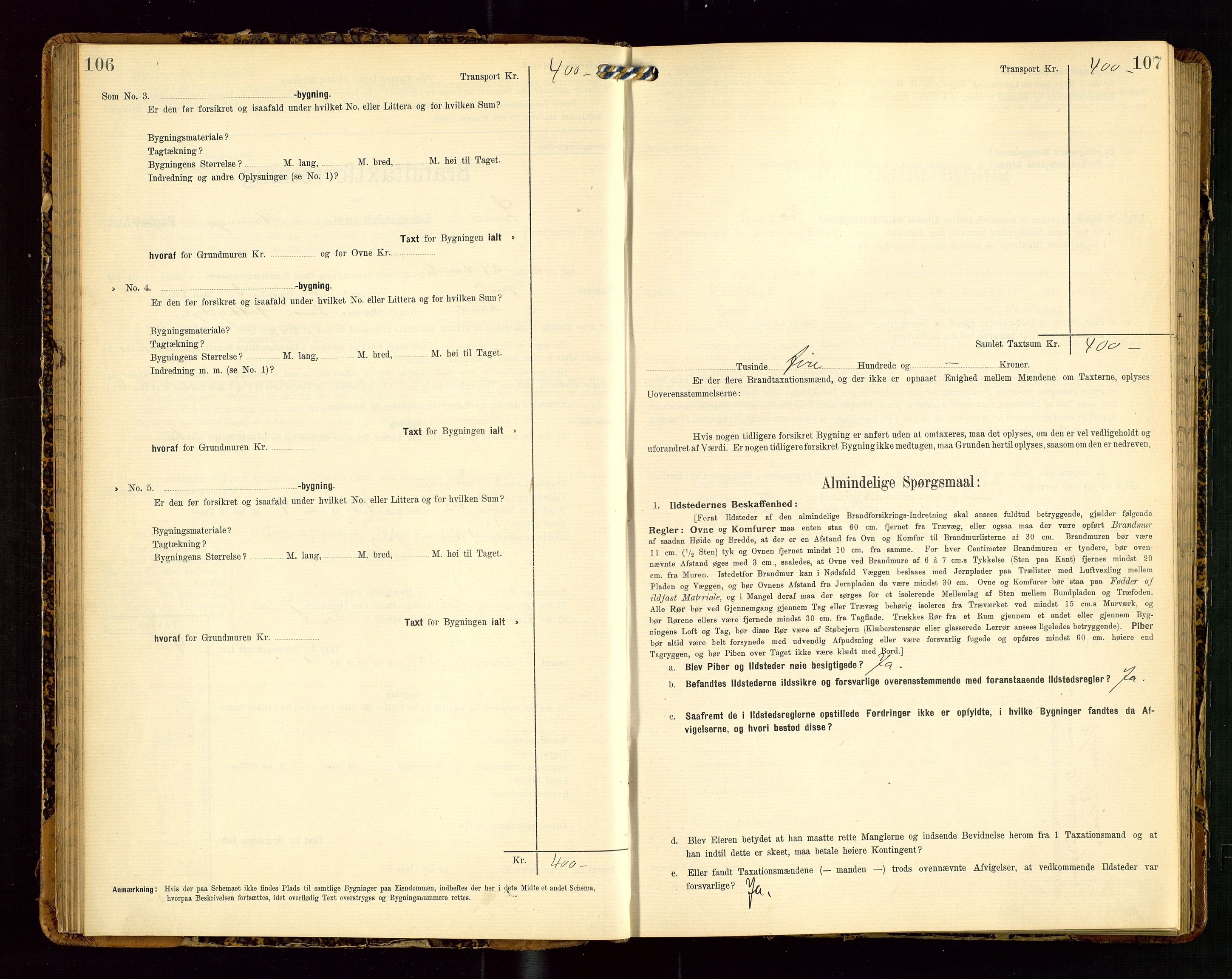 Lund lensmannskontor, SAST/A-100303/Gob/L0002: "Brandtakstprotokol", 1908-1918, p. 106-107