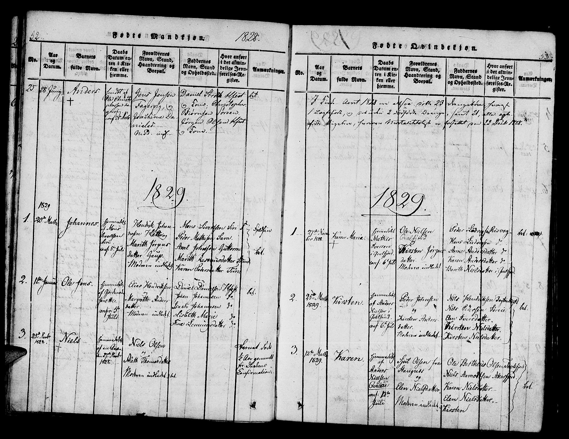 Hammerfest sokneprestkontor, SATØ/S-1347/H/Ha/L0003.kirke: Parish register (official) no. 3, 1821-1842, p. 52-53