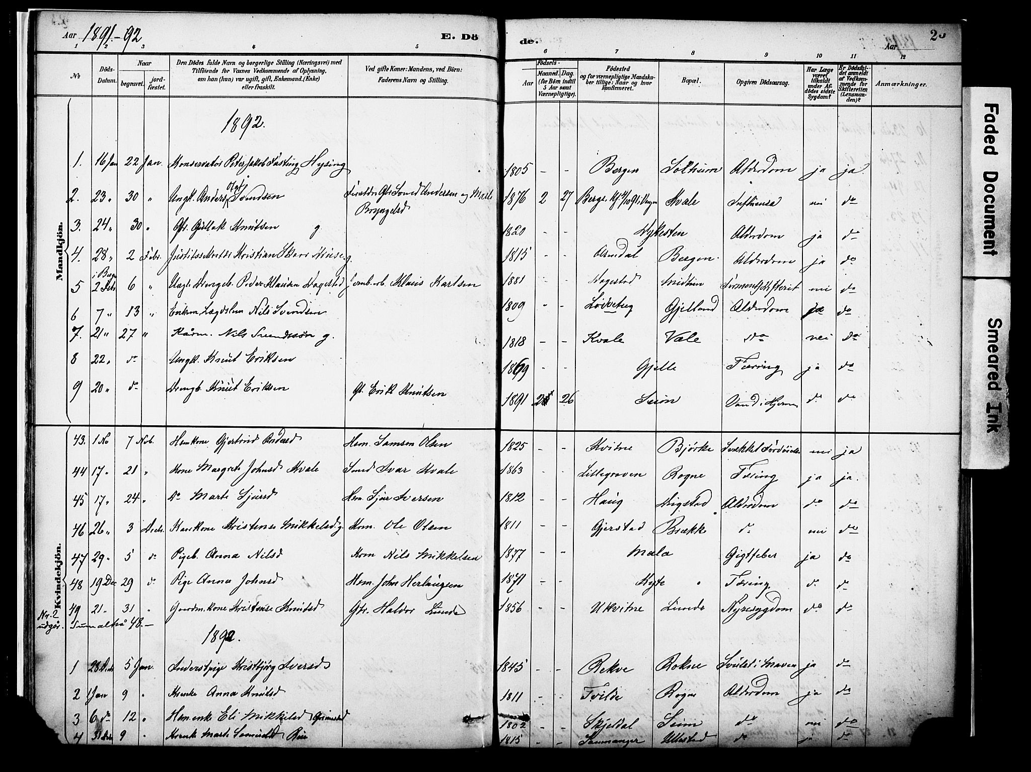 Voss sokneprestembete, AV/SAB-A-79001/H/Haa: Parish register (official) no. A 22, 1887-1909, p. 25