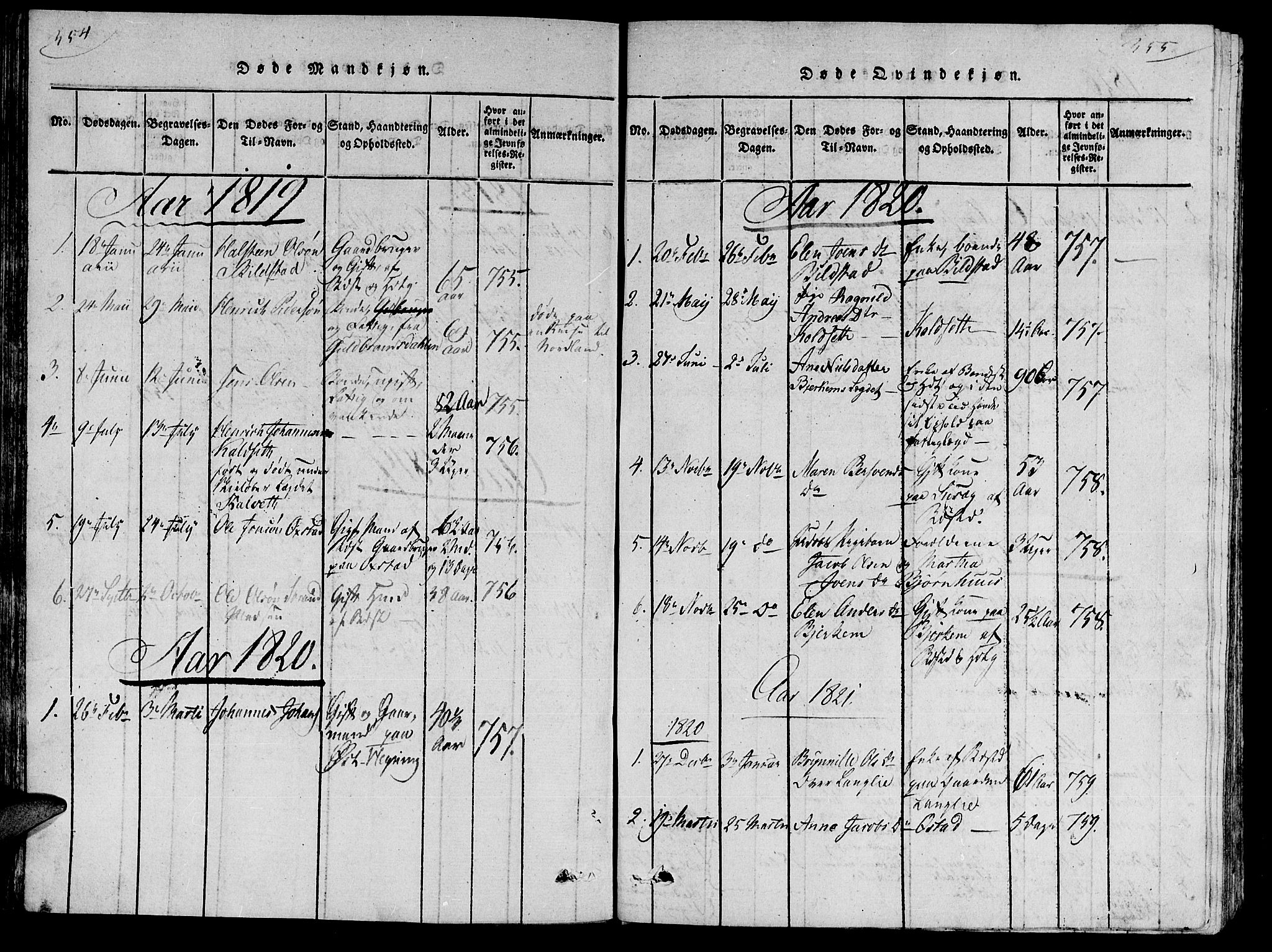 Ministerialprotokoller, klokkerbøker og fødselsregistre - Nord-Trøndelag, SAT/A-1458/735/L0333: Parish register (official) no. 735A04 /3, 1816-1825, p. 354-355