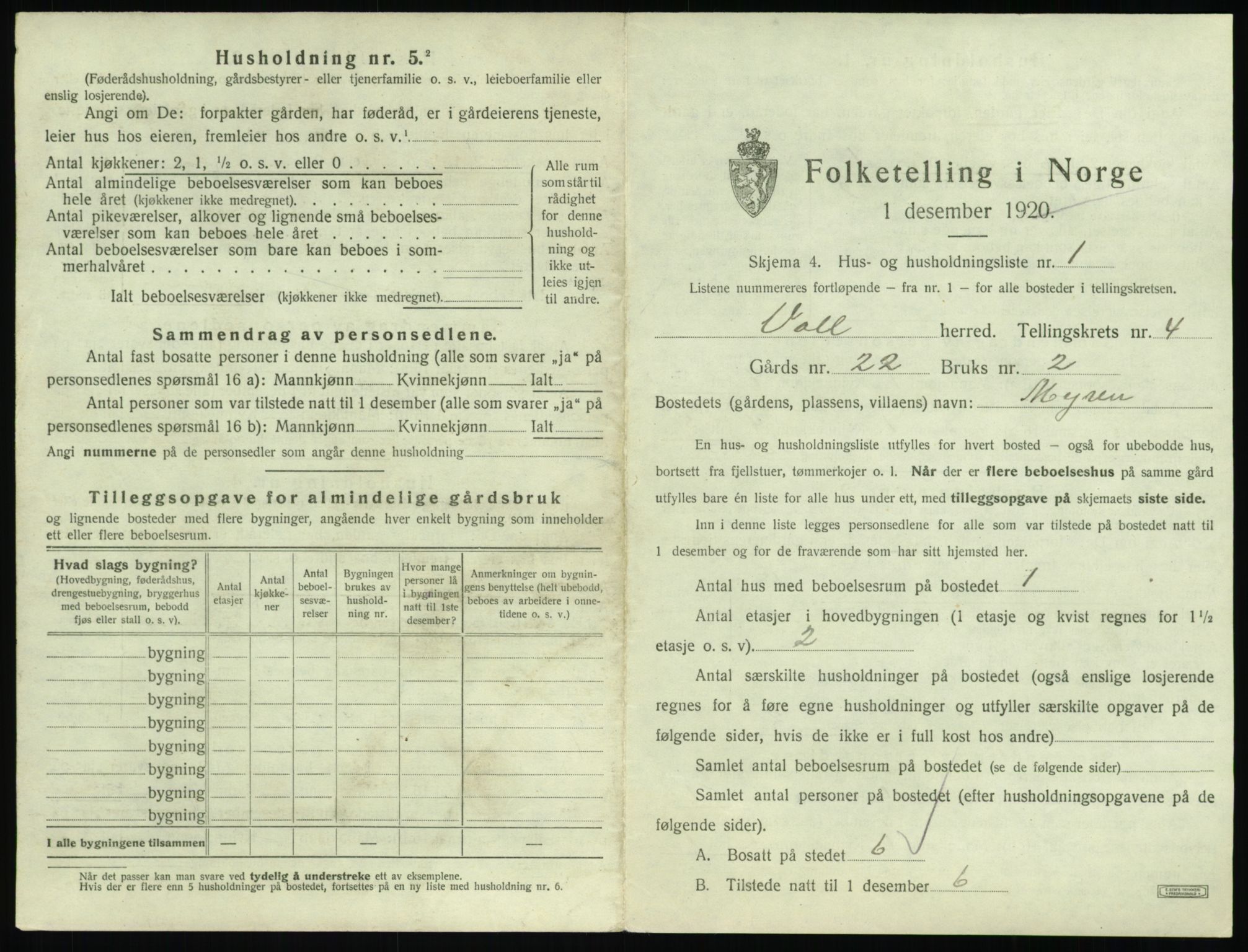 SAT, 1920 census for Voll, 1920, p. 263