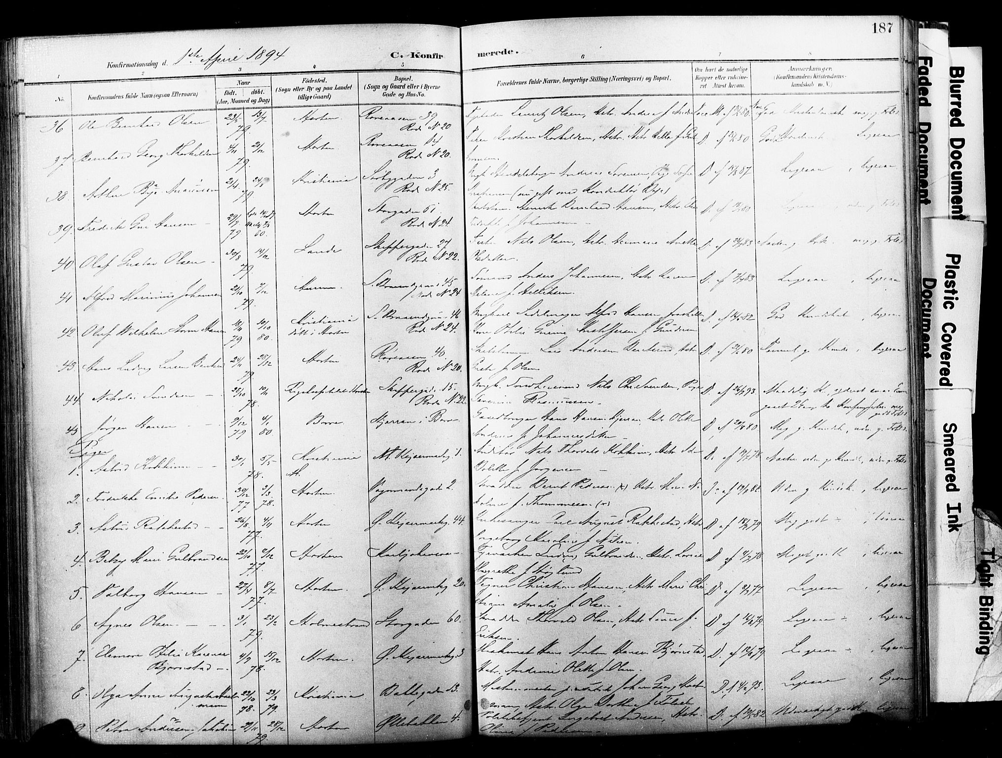 Horten kirkebøker, SAKO/A-348/F/Fa/L0004: Parish register (official) no. 4, 1888-1895, p. 187