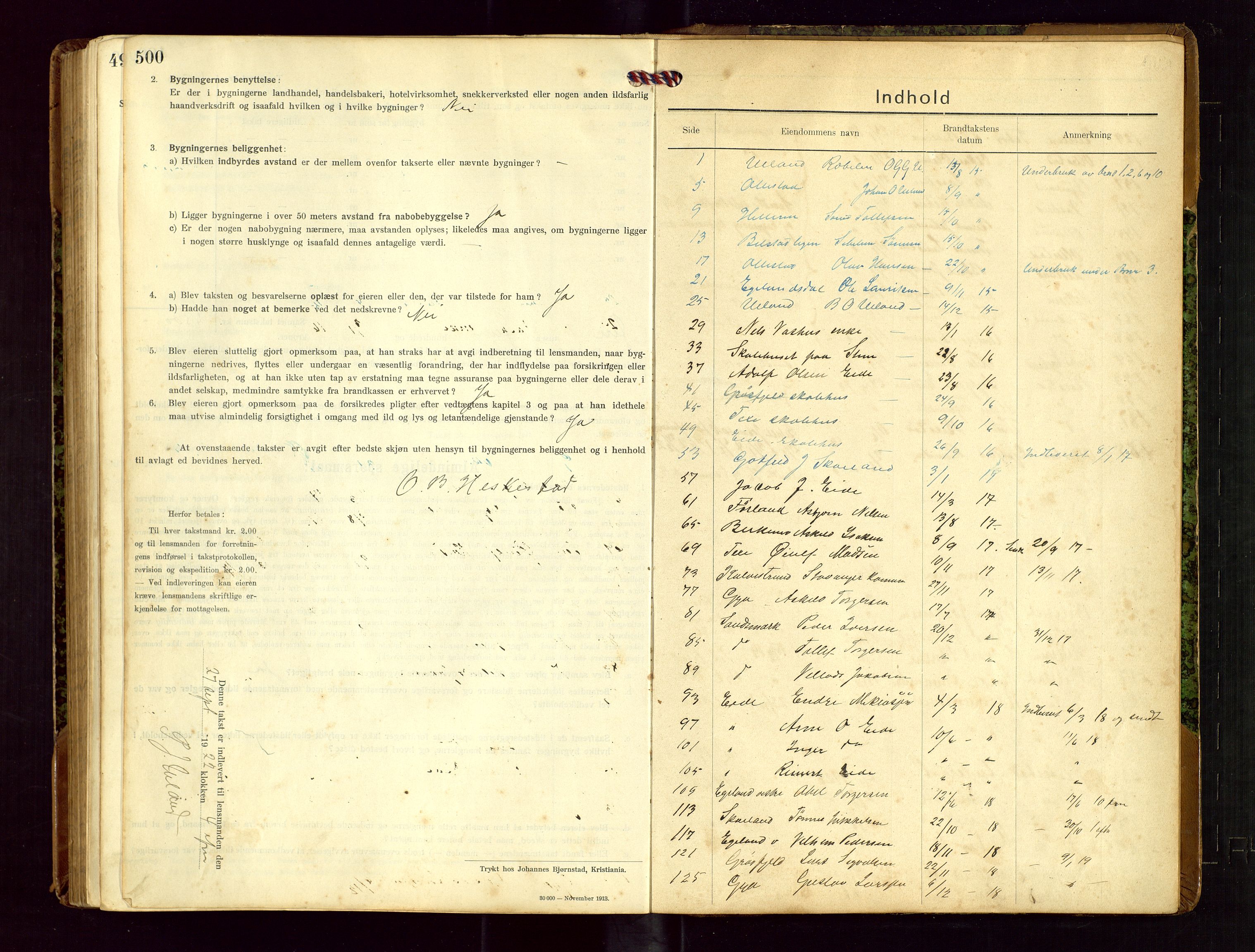 Heskestad lensmannskontor, AV/SAST-A-100304/Gob/L0002: "Brandtakstprotokol", 1915-1922, p. 500