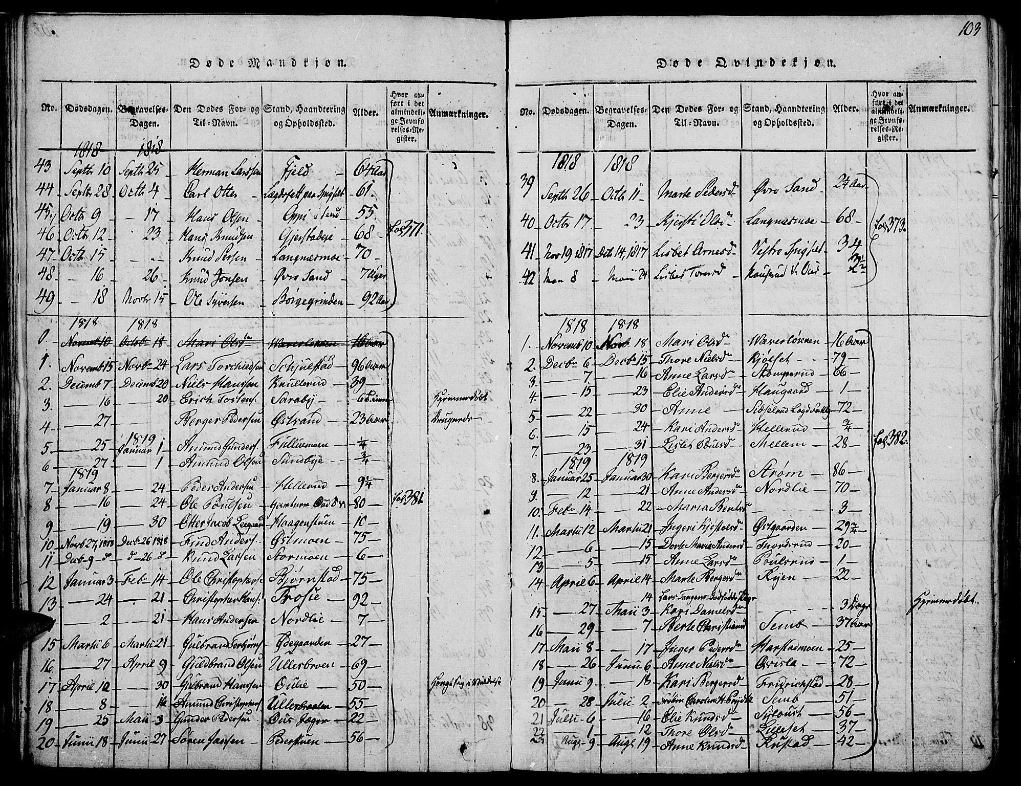 Strøm-Odalen prestekontor, AV/SAH-PREST-028/H/Ha/Haa/L0006: Parish register (official) no. 6, 1814-1850, p. 103