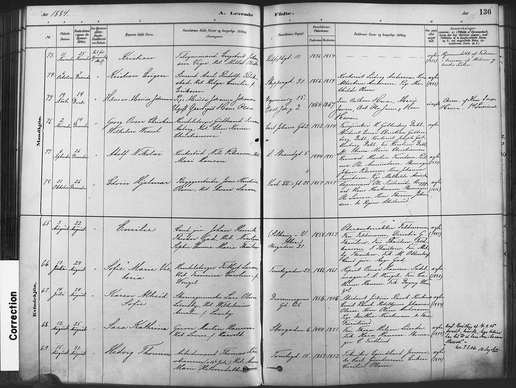 Oslo domkirke Kirkebøker, AV/SAO-A-10752/F/Fa/L0029: Parish register (official) no. 29, 1879-1892, p. 136