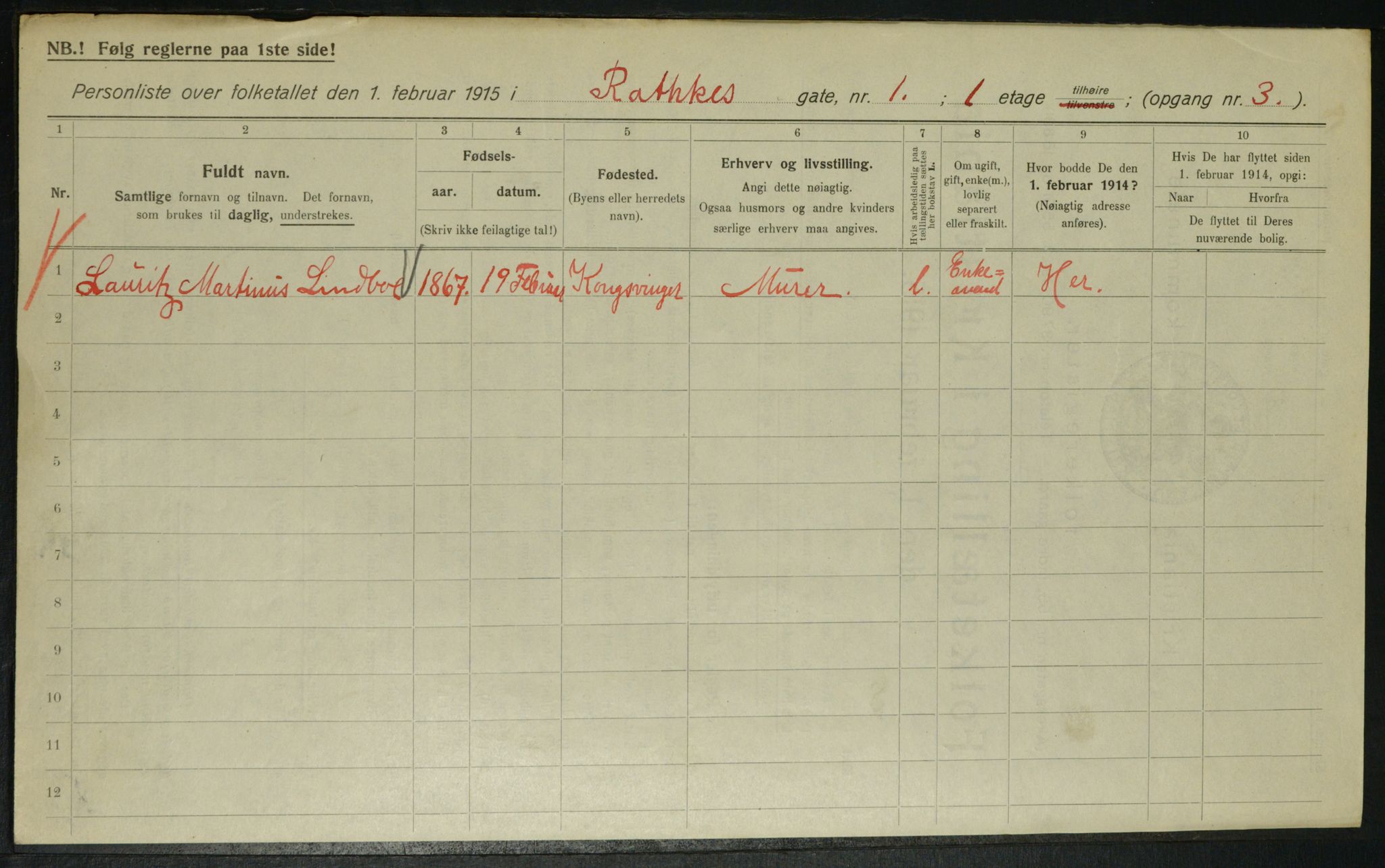 OBA, Municipal Census 1915 for Kristiania, 1915, p. 81649