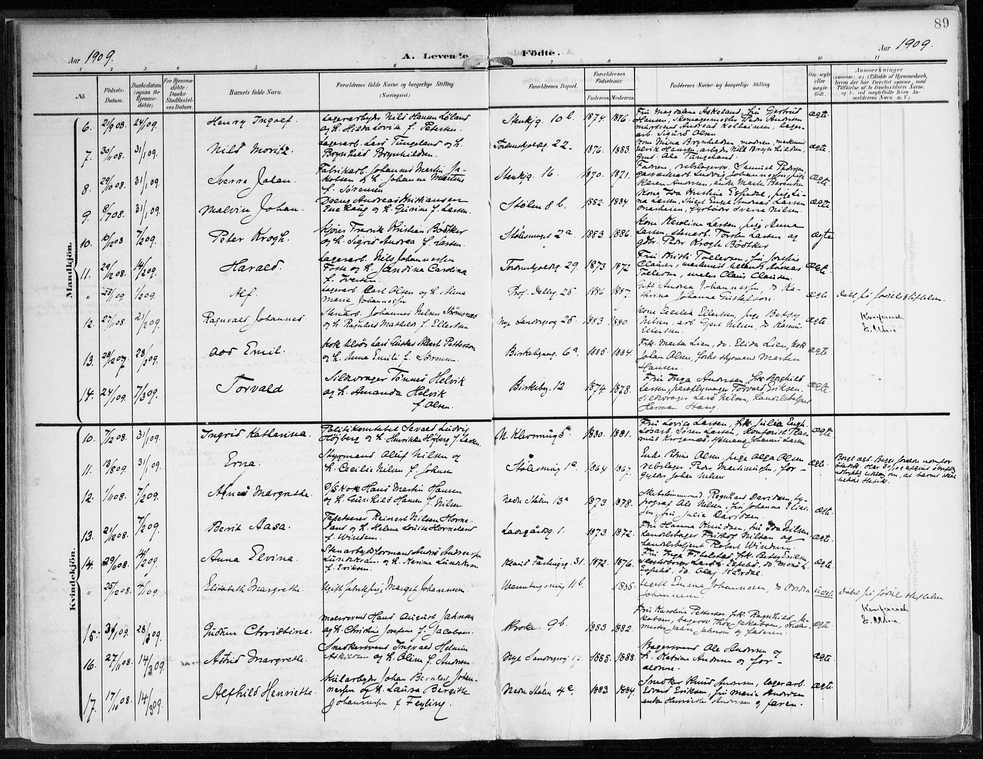 Mariakirken Sokneprestembete, AV/SAB-A-76901/H/Haa/L0010: Parish register (official) no. B 1, 1901-1915, p. 89