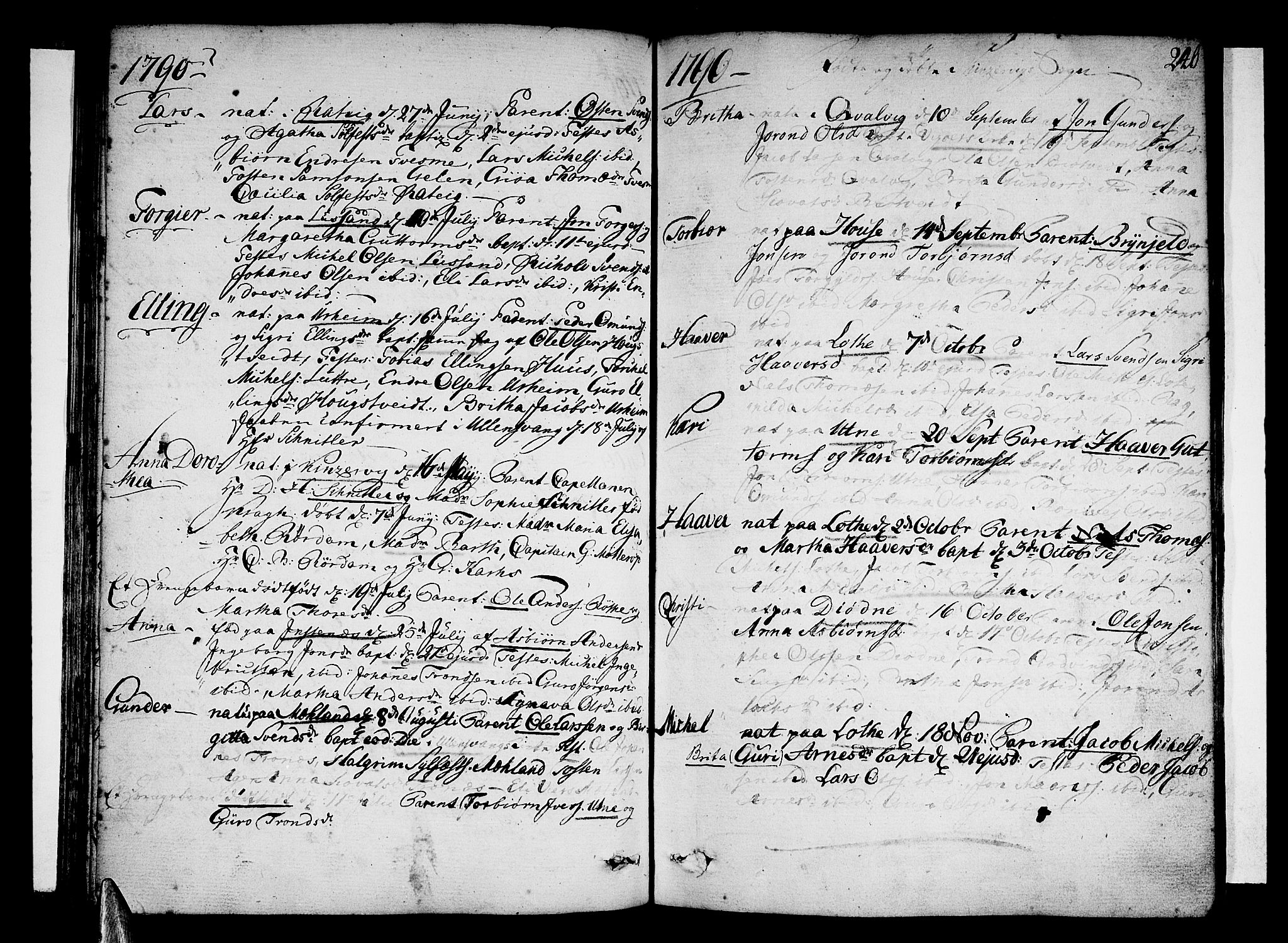 Ullensvang sokneprestembete, AV/SAB-A-78701/H/Haa: Parish register (official) no. A 7 /2, 1788-1804, p. 239-240