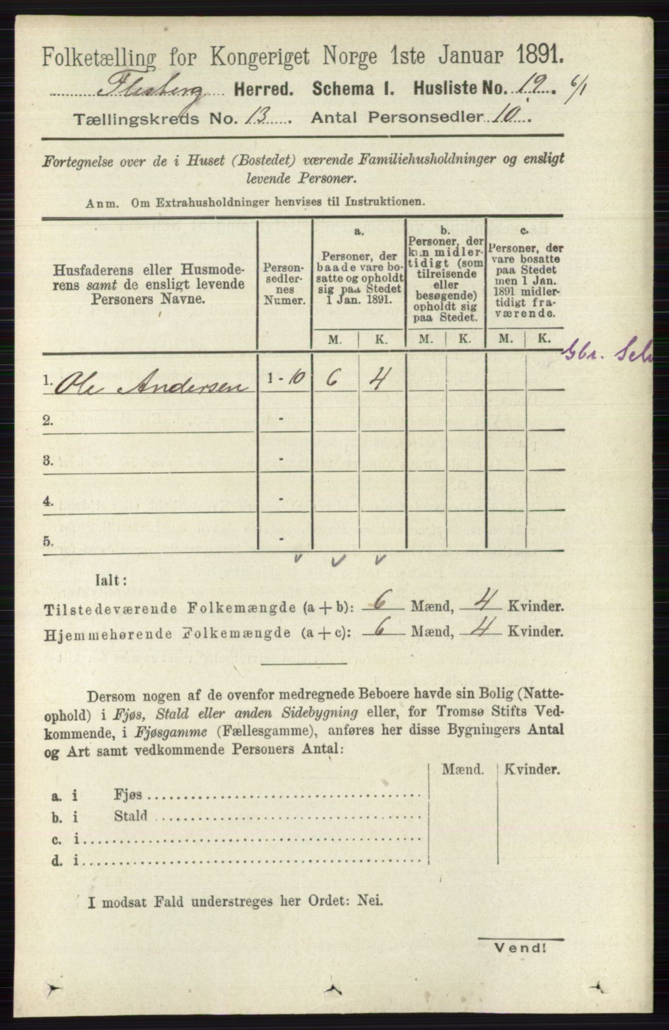 RA, 1891 census for 0631 Flesberg, 1891, p. 2203