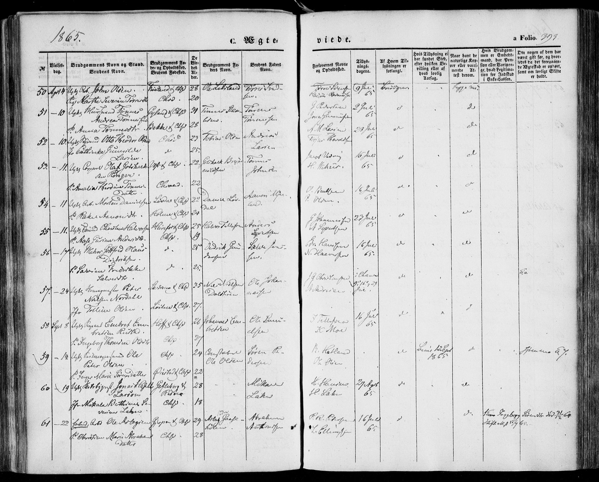 Kristiansand domprosti, AV/SAK-1112-0006/F/Fa/L0014: Parish register (official) no. A 14, 1852-1867, p. 393