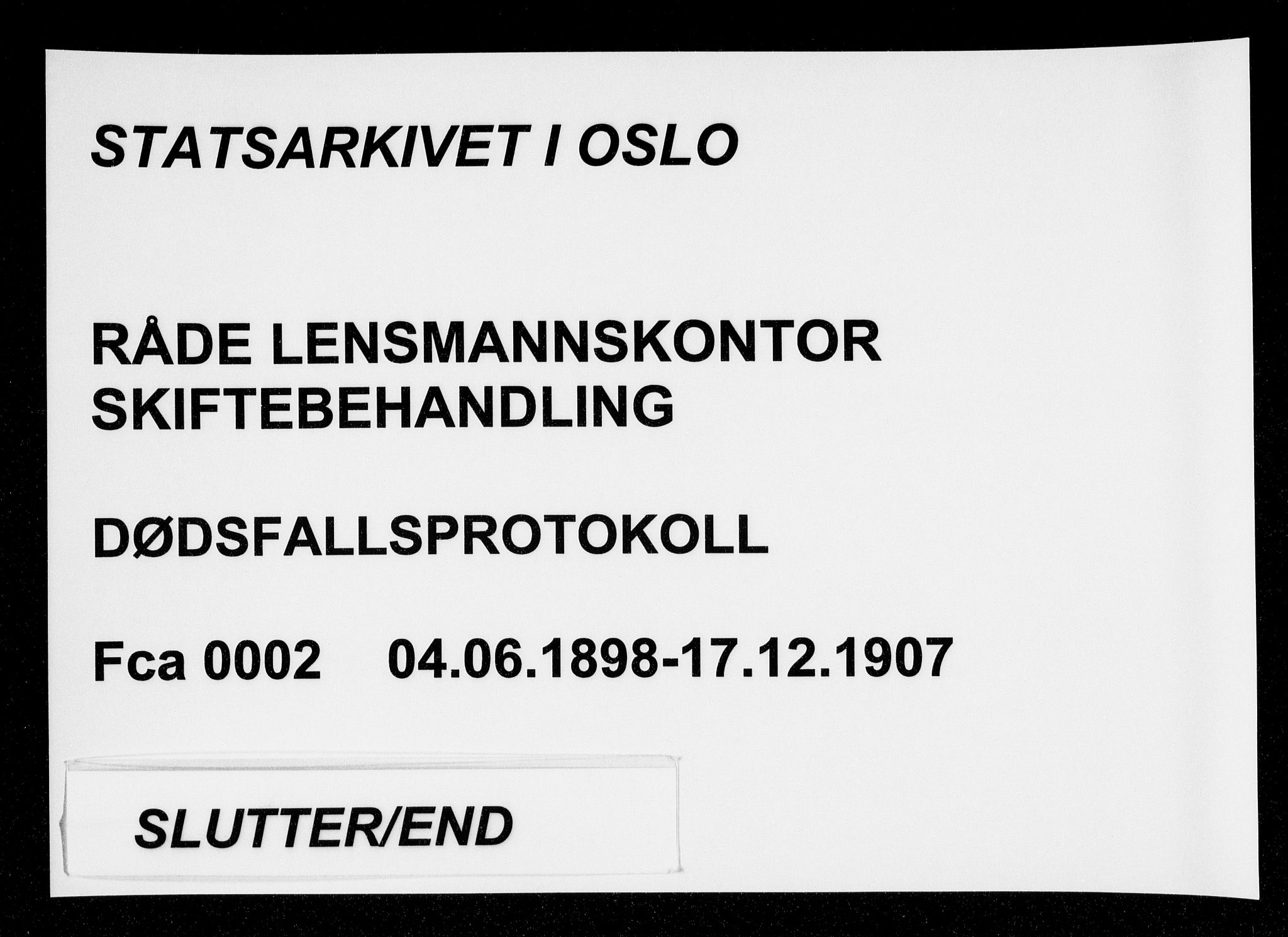 Råde lensmannskontor, SAO/A-10073/H/Ha/Hab/L0002: Dødsfallsprotokoll, 1898-1907