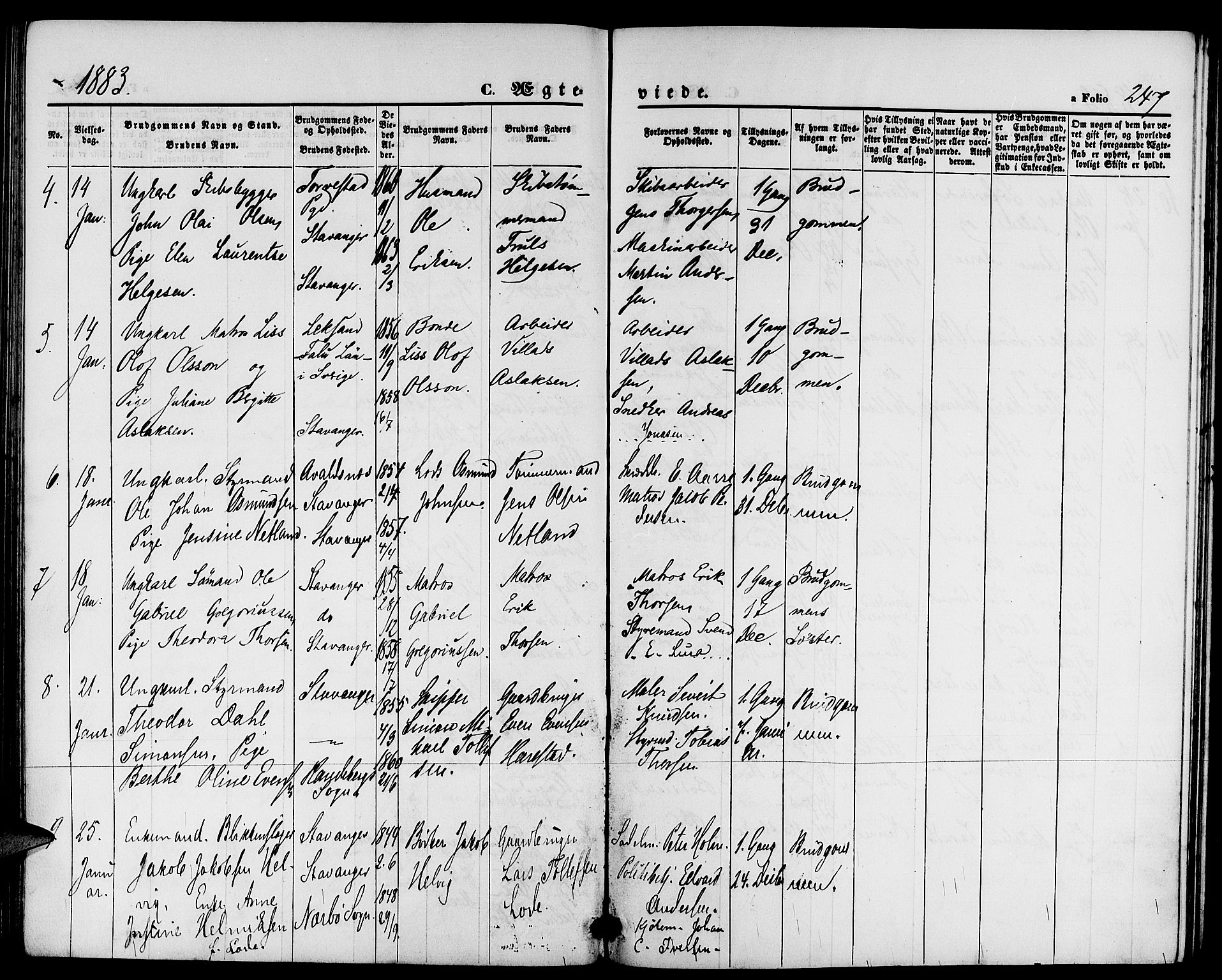 St. Petri sokneprestkontor, AV/SAST-A-101813/001/30/30BB/L0002: Parish register (copy) no. B 2, 1865-1885, p. 247