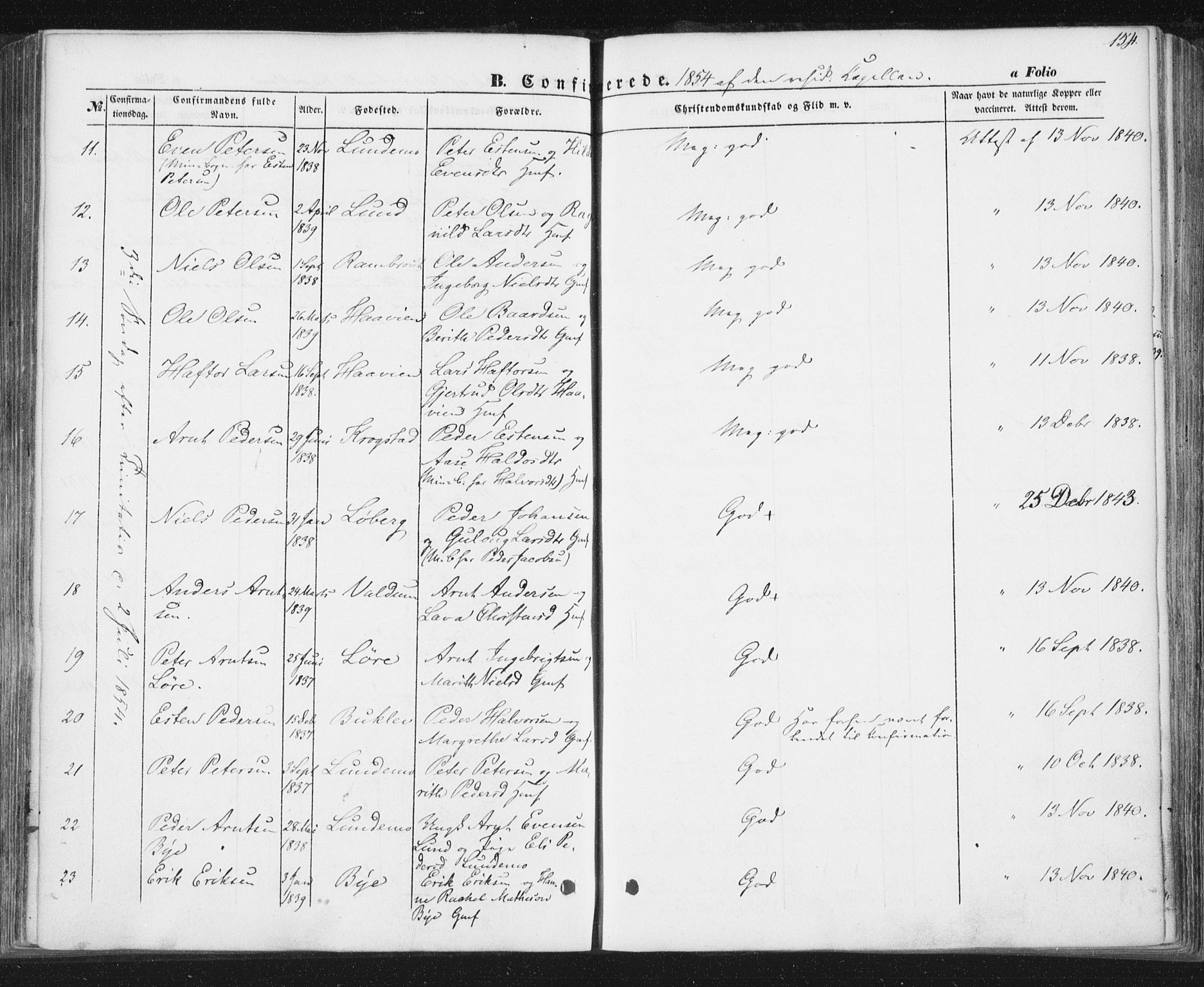 Ministerialprotokoller, klokkerbøker og fødselsregistre - Sør-Trøndelag, SAT/A-1456/692/L1103: Parish register (official) no. 692A03, 1849-1870, p. 154