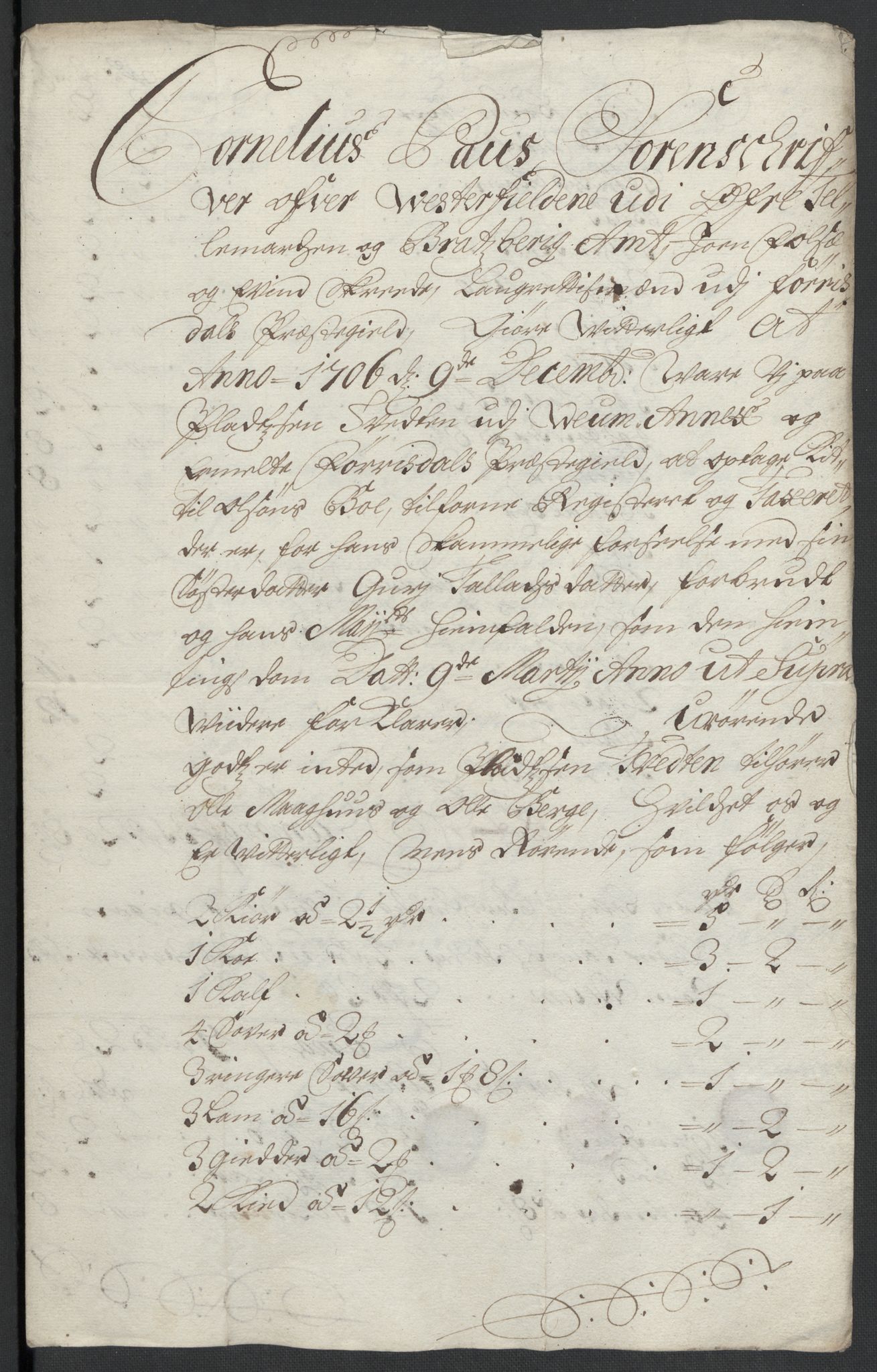 Rentekammeret inntil 1814, Reviderte regnskaper, Fogderegnskap, AV/RA-EA-4092/R36/L2116: Fogderegnskap Øvre og Nedre Telemark og Bamble, 1706-1707, p. 71