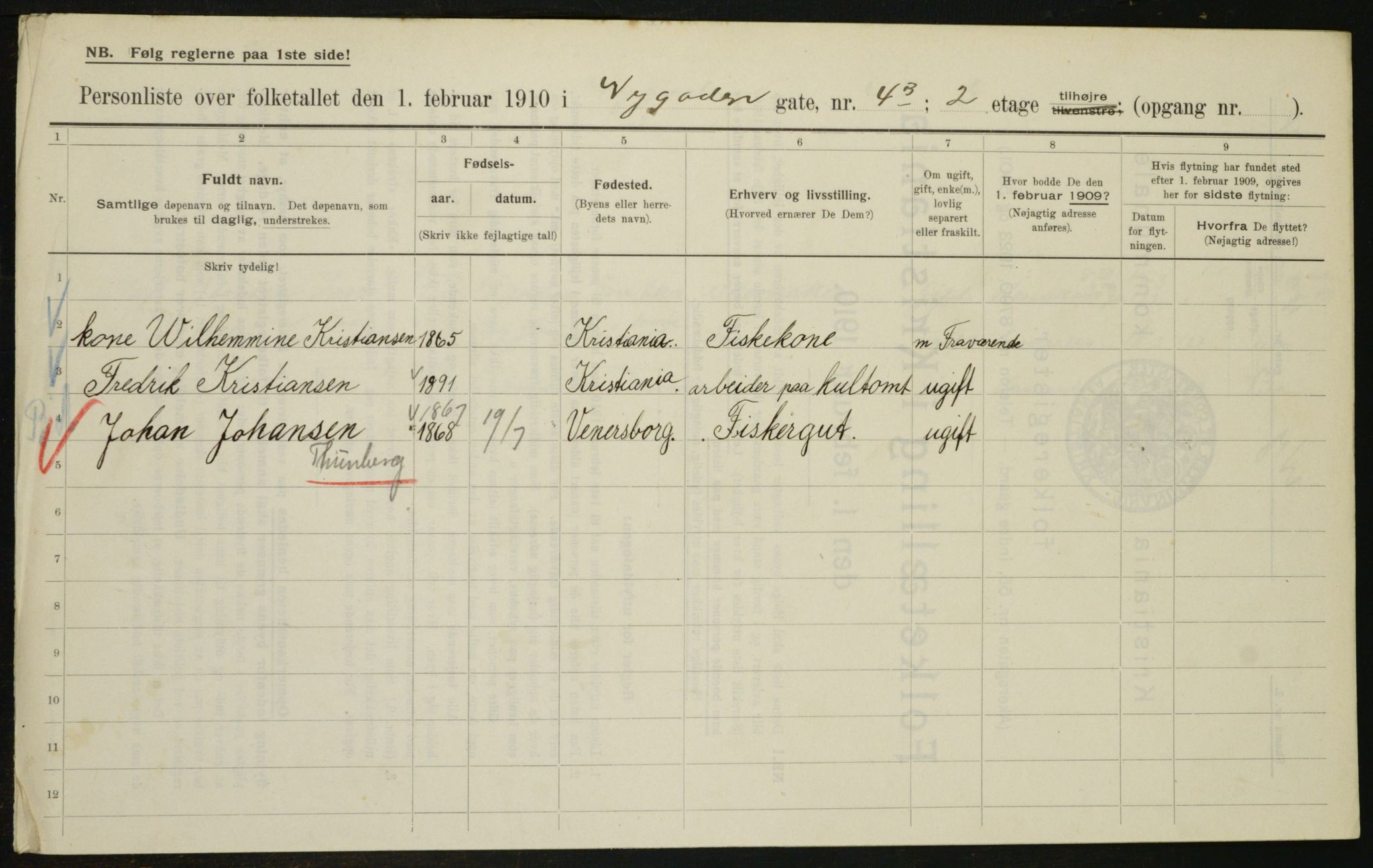 OBA, Municipal Census 1910 for Kristiania, 1910, p. 71404