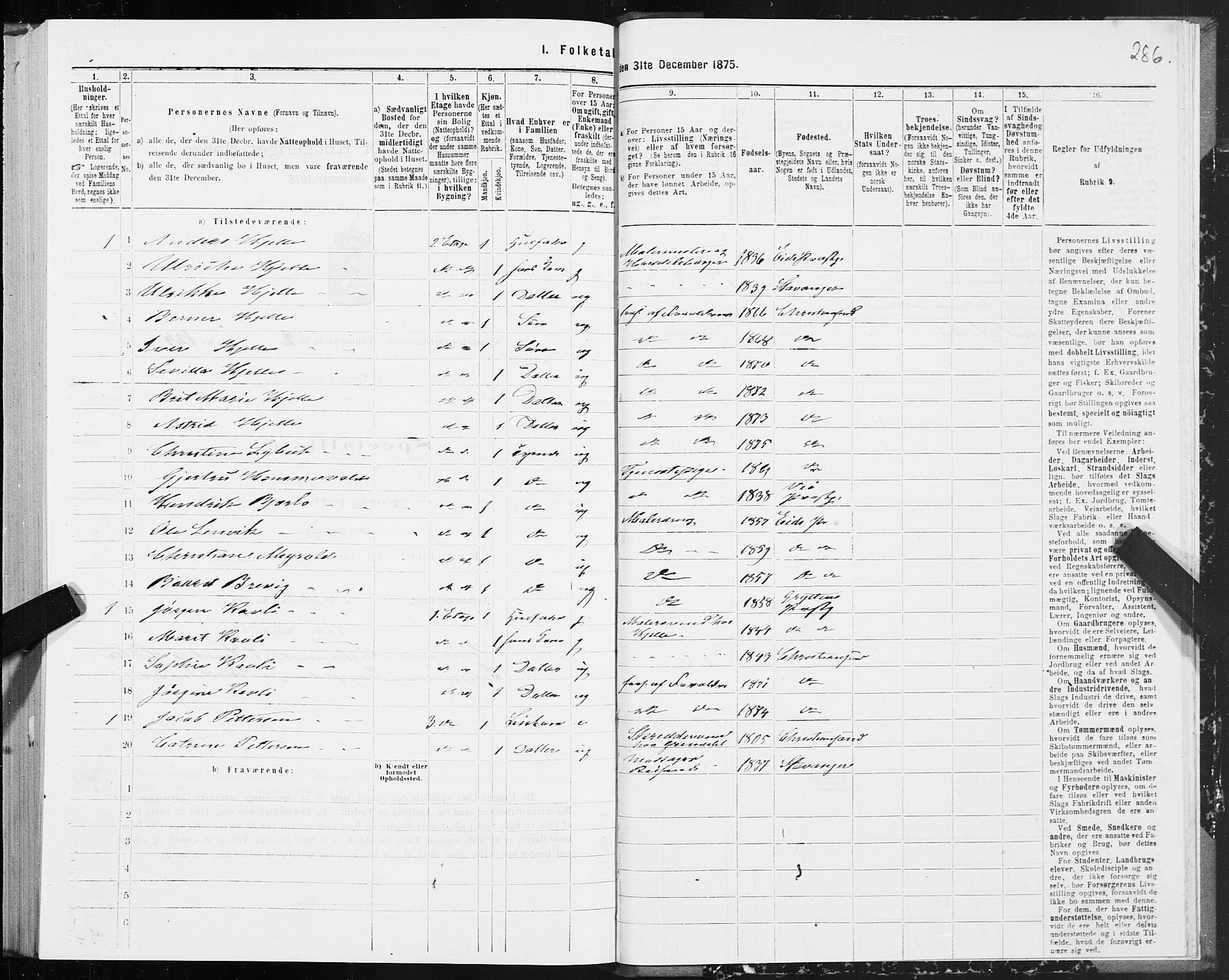 SAT, 1875 census for 1503B Kristiansund/Kristiansund, 1875, p. 2286