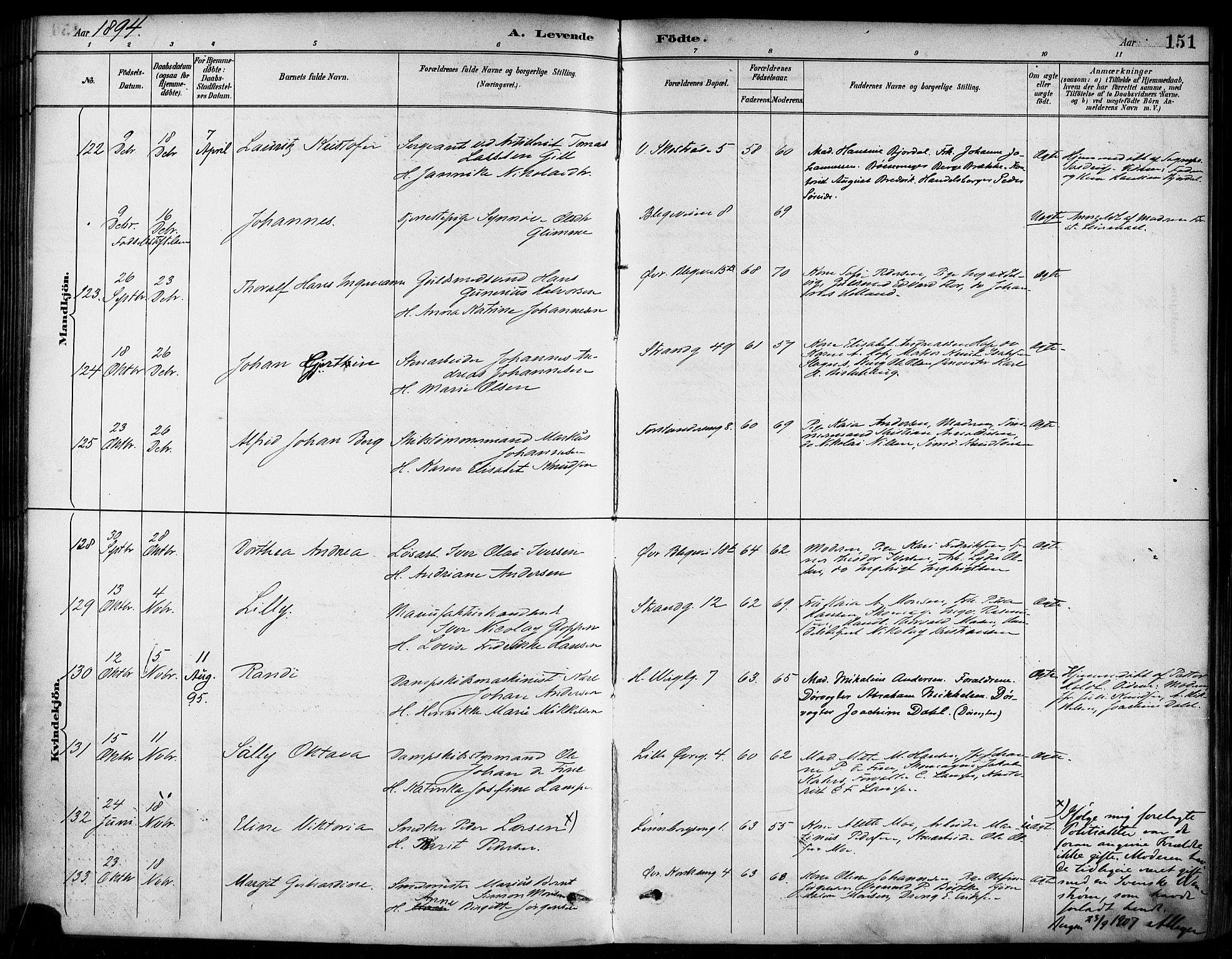 Korskirken sokneprestembete, AV/SAB-A-76101/H/Haa/L0022: Parish register (official) no. B 8, 1889-1899, p. 151