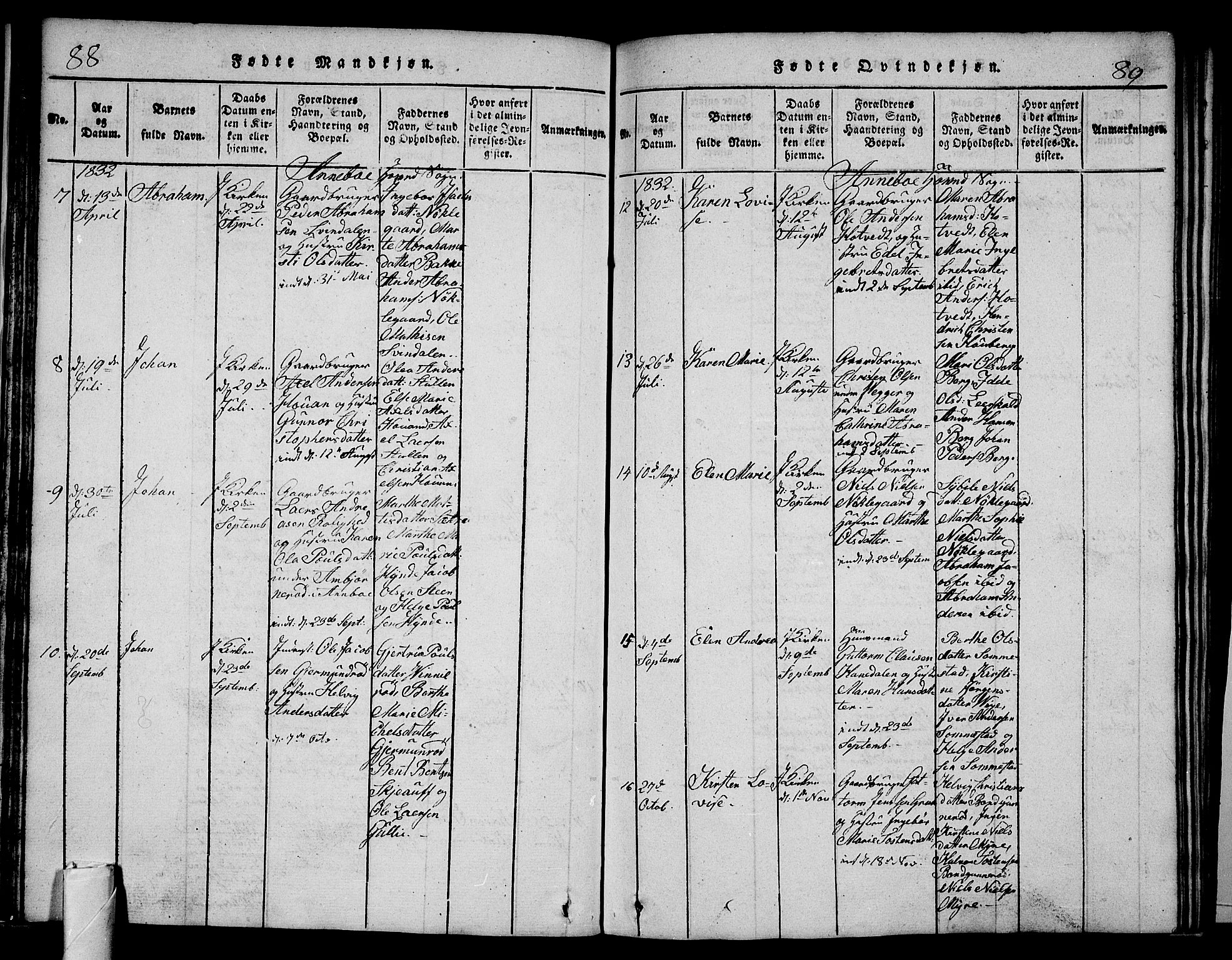 Andebu kirkebøker, AV/SAKO-A-336/G/Ga/L0002: Parish register (copy) no. I 2 /1, 1823-1832, p. 88-89
