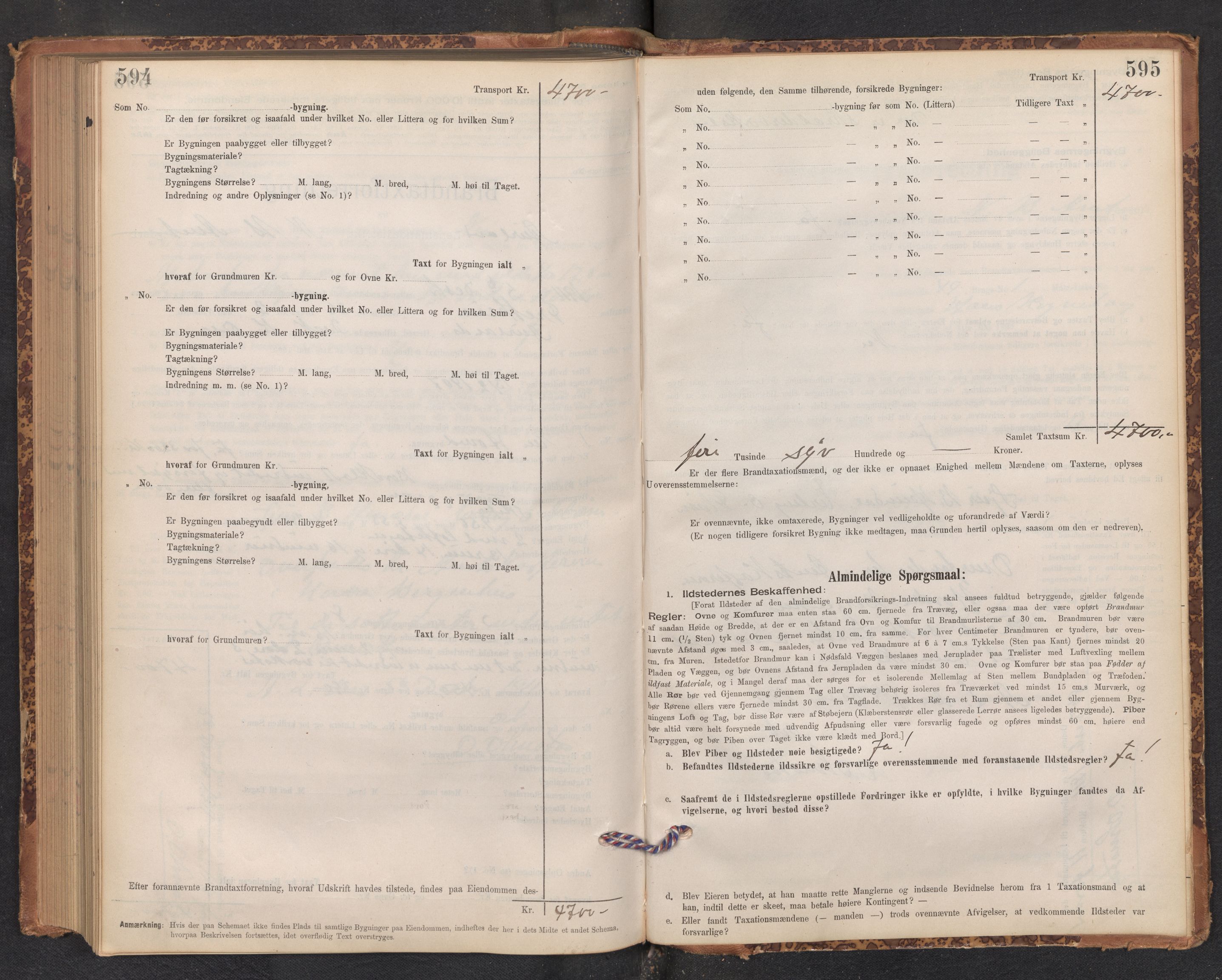 Lensmannen i Aurland, AV/SAB-A-26401/0012/L0004: Branntakstprotokoll, skjematakst, 1895-1911, p. 594-595